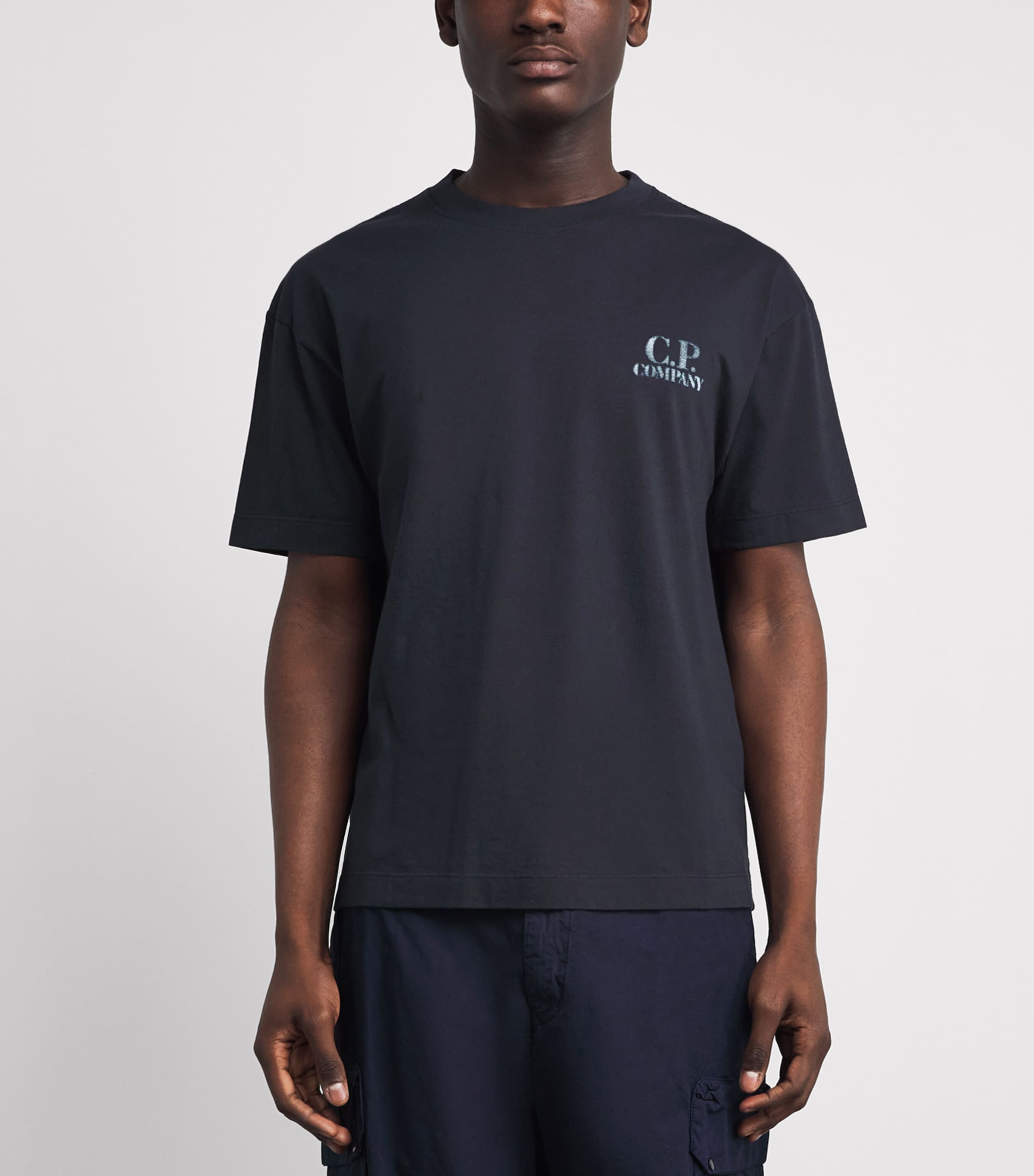 C.P. Company Mens Cotton Pixelated Logo T-Shirt Total Eclipse Image 4