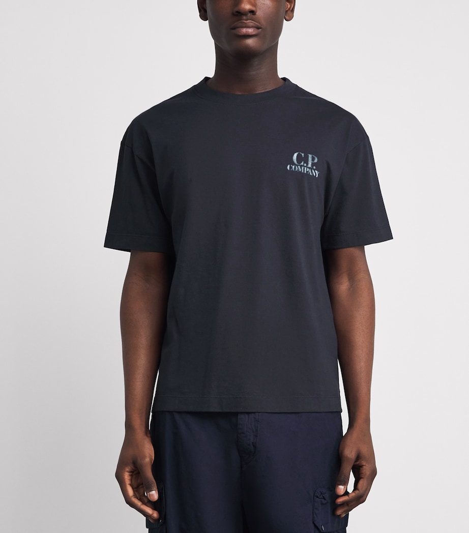 C.P. Company Mens Cotton Pixelated Logo T-Shirt Total Eclipse Image 4