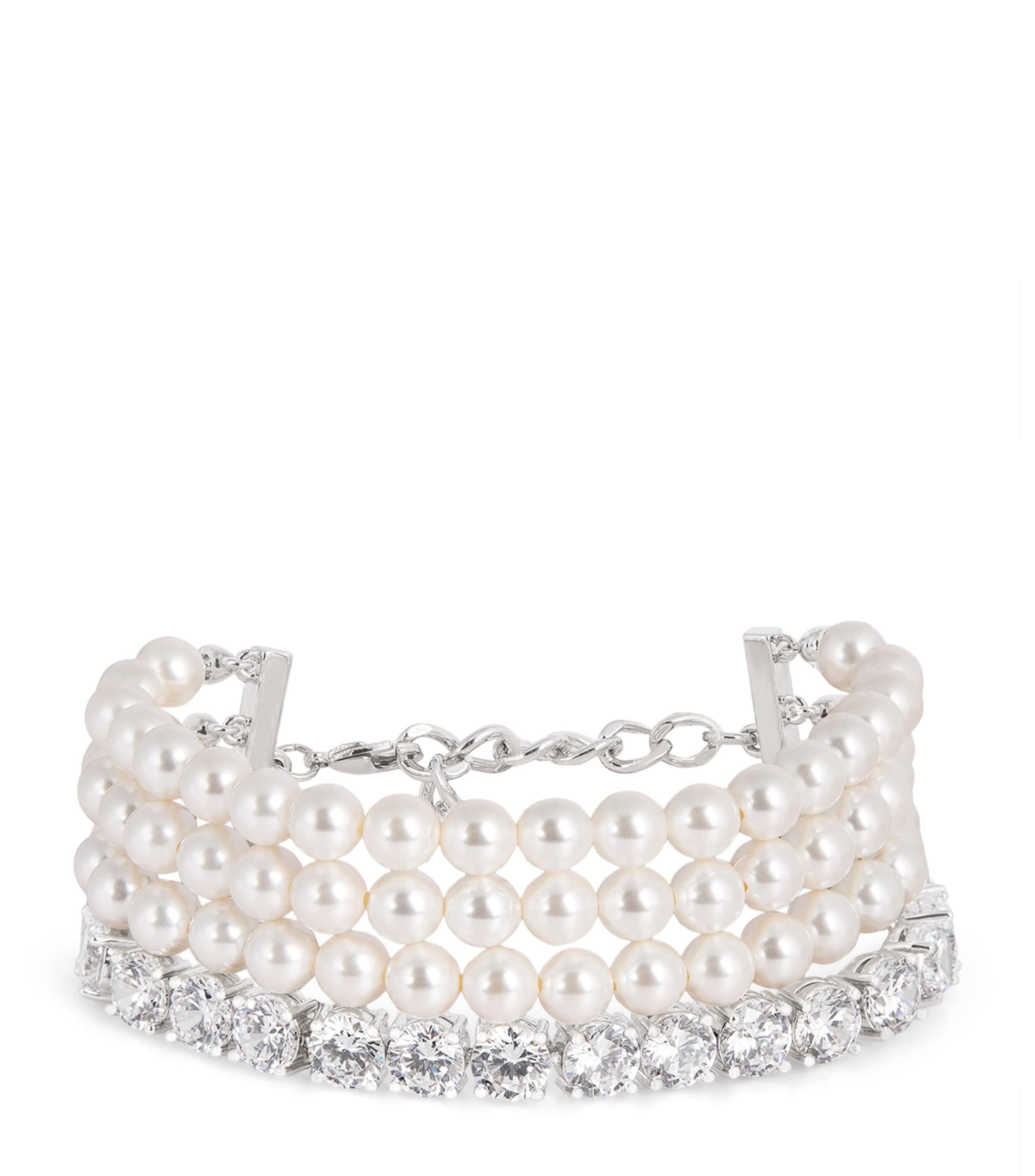 SELF-PORTRAIT FAUX PEARL DIAMANTÉ BRACELET