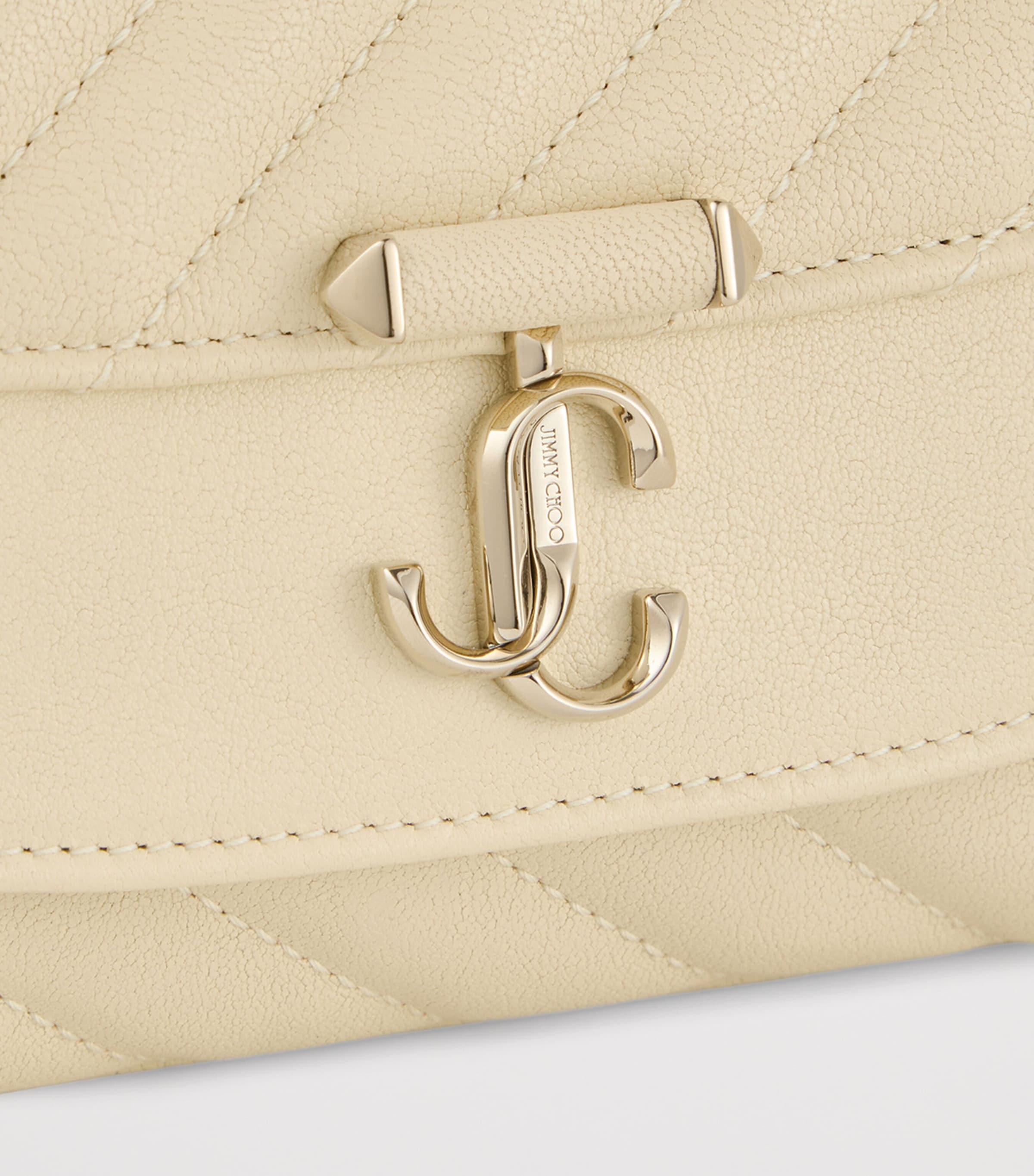 Jimmy Choo Curve Small Biker Leather Quilted Cross-Body Bag Buttermilk/shiny Gol Image 6