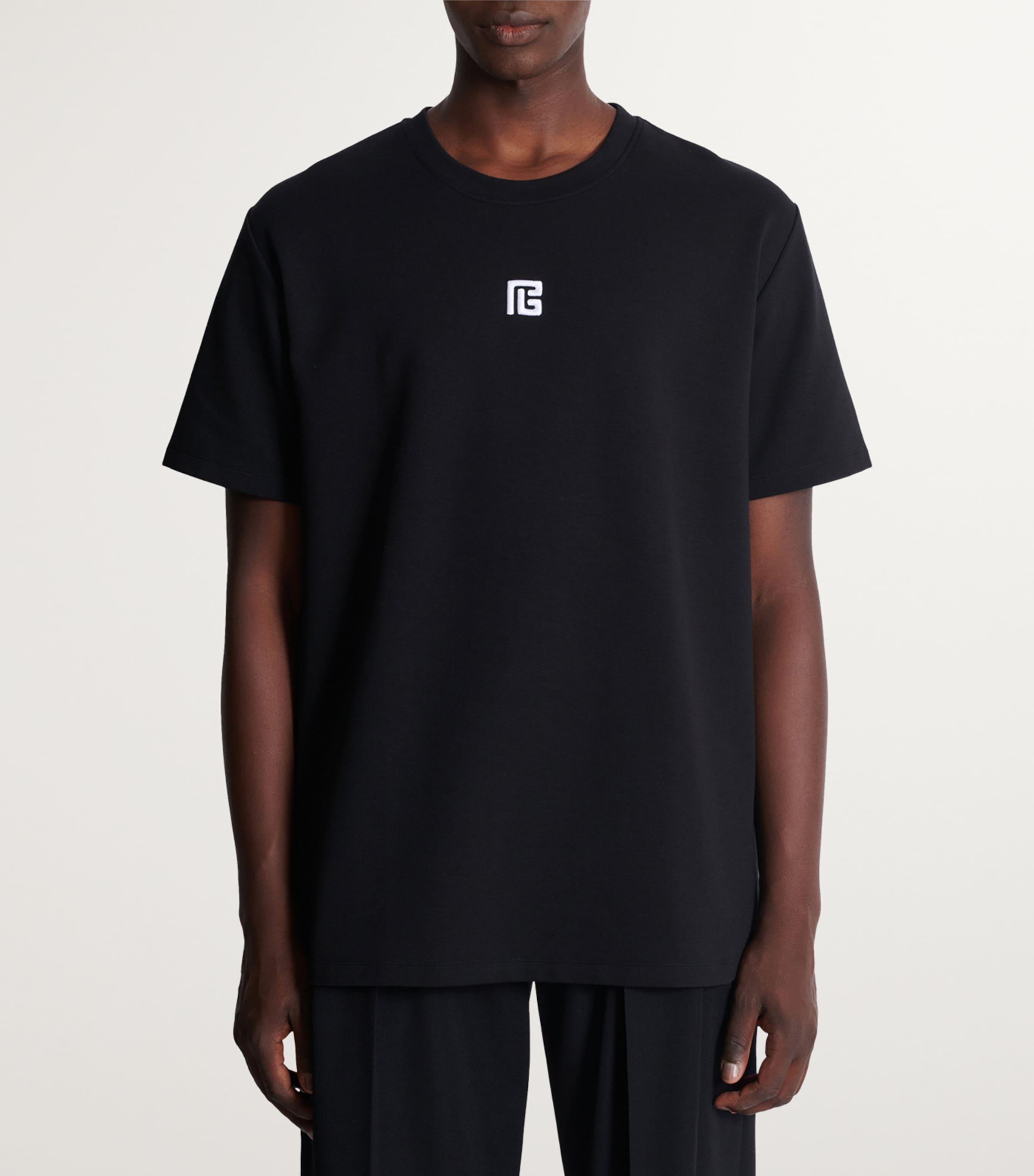 Balmain Black Logo-Embroidered T-Shirt | Harrods US
