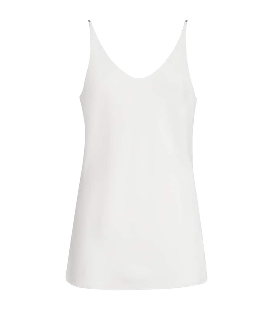 Brunello Cucinelli Womens Sable Silk Crepe Tank Top Image 1