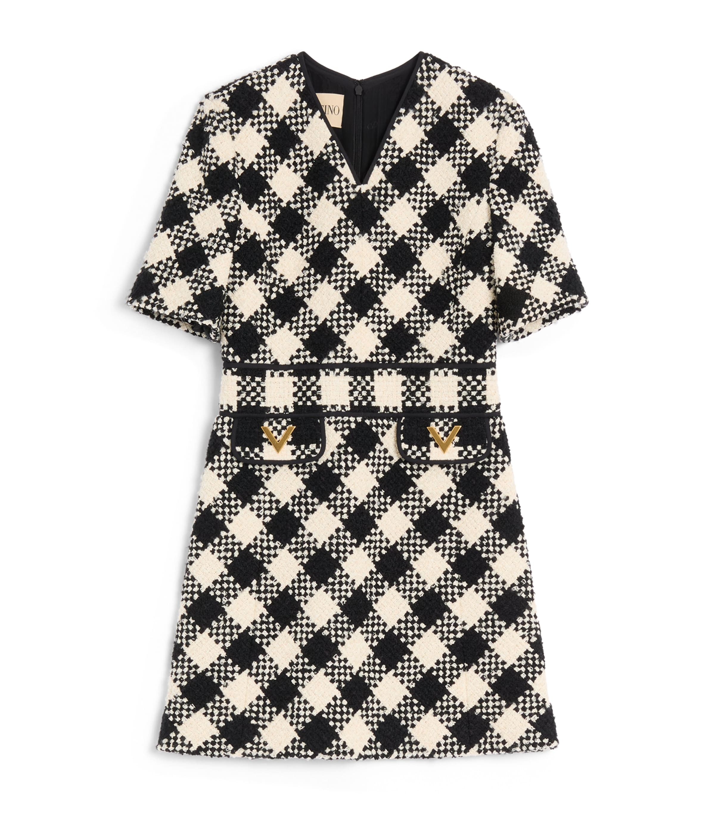 Valentino Womens Tweed V-Neck Mini Dress Image 1