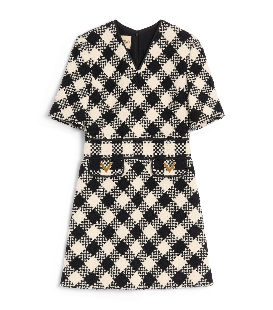 Valentino Womens Tweed V-Neck Mini Dress Image 1