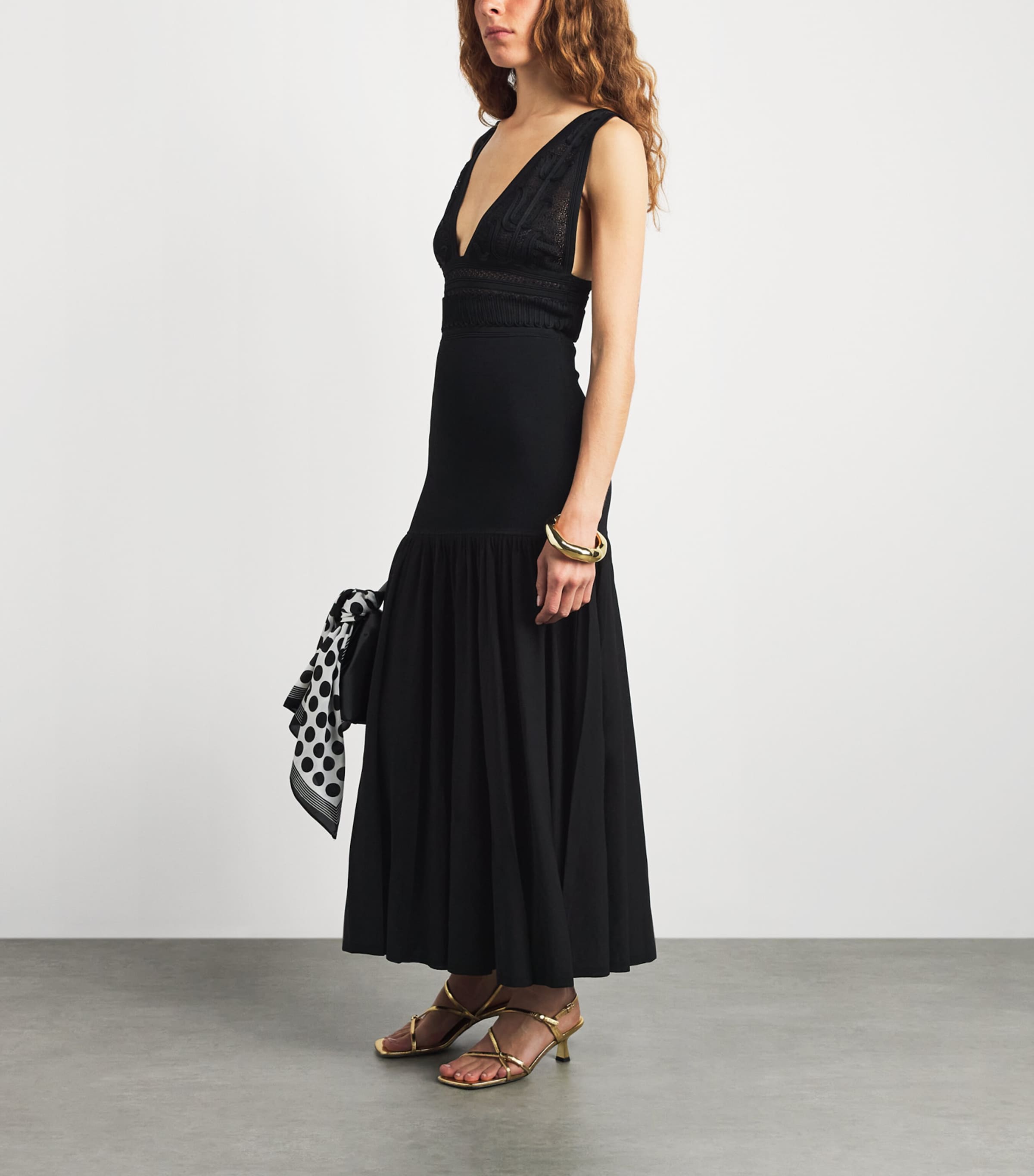 Sandro Paris Womens Knitted V-Neck Maxi Dress Black Image 2