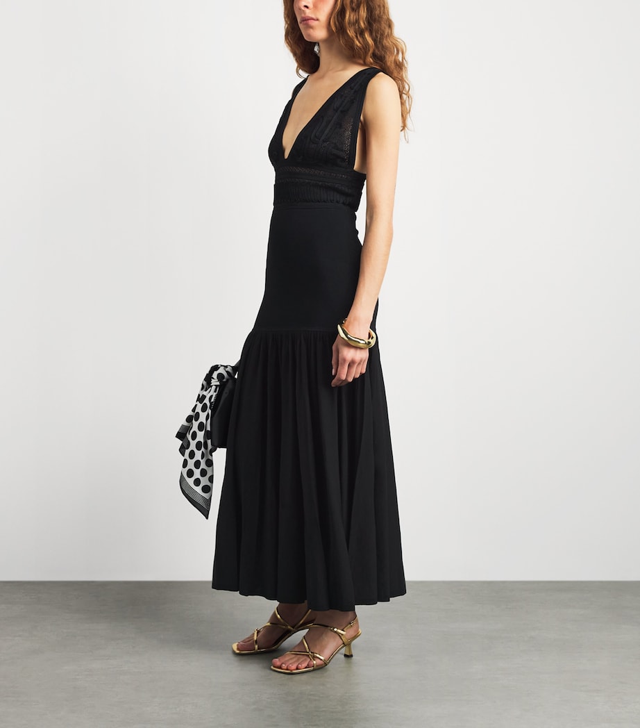 Sandro Paris Womens Knitted V-Neck Maxi Dress Black Image 2