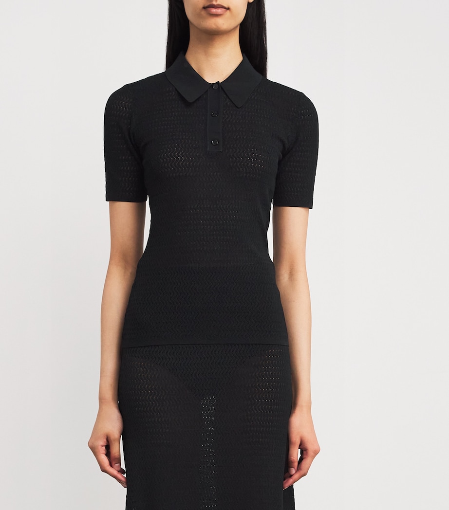 Knitted Polo Shirt 1 BLACK Image 3
