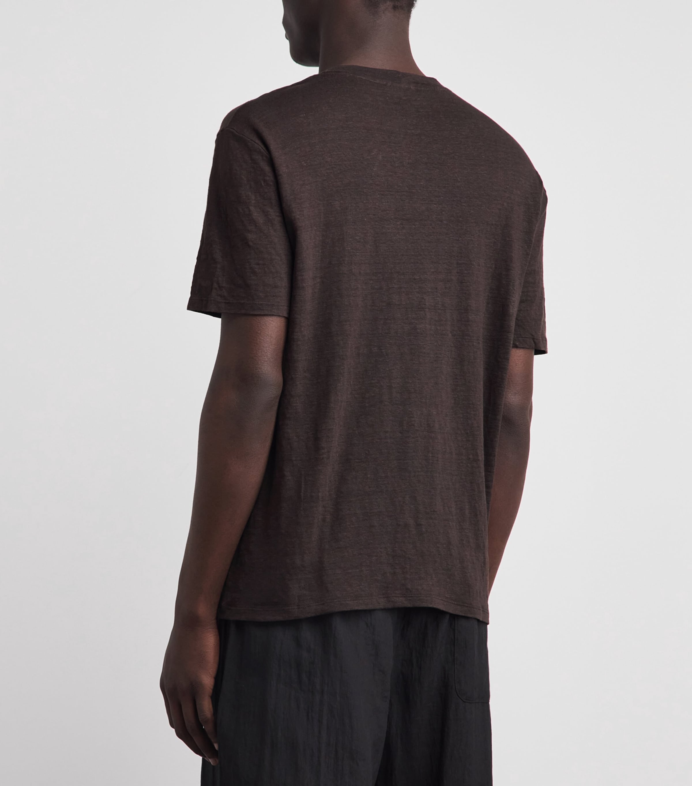 Sandro Paris Mens Linen T-Shirt Black Brown Image 5