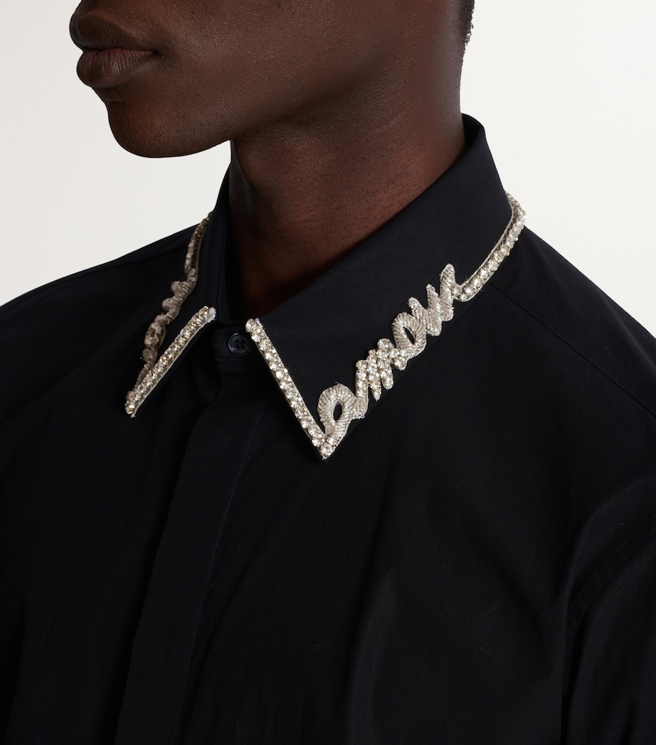 Balmain Mens Cotton Poplin Embroidered Shirt Ehv Noir/cristal Image 6
