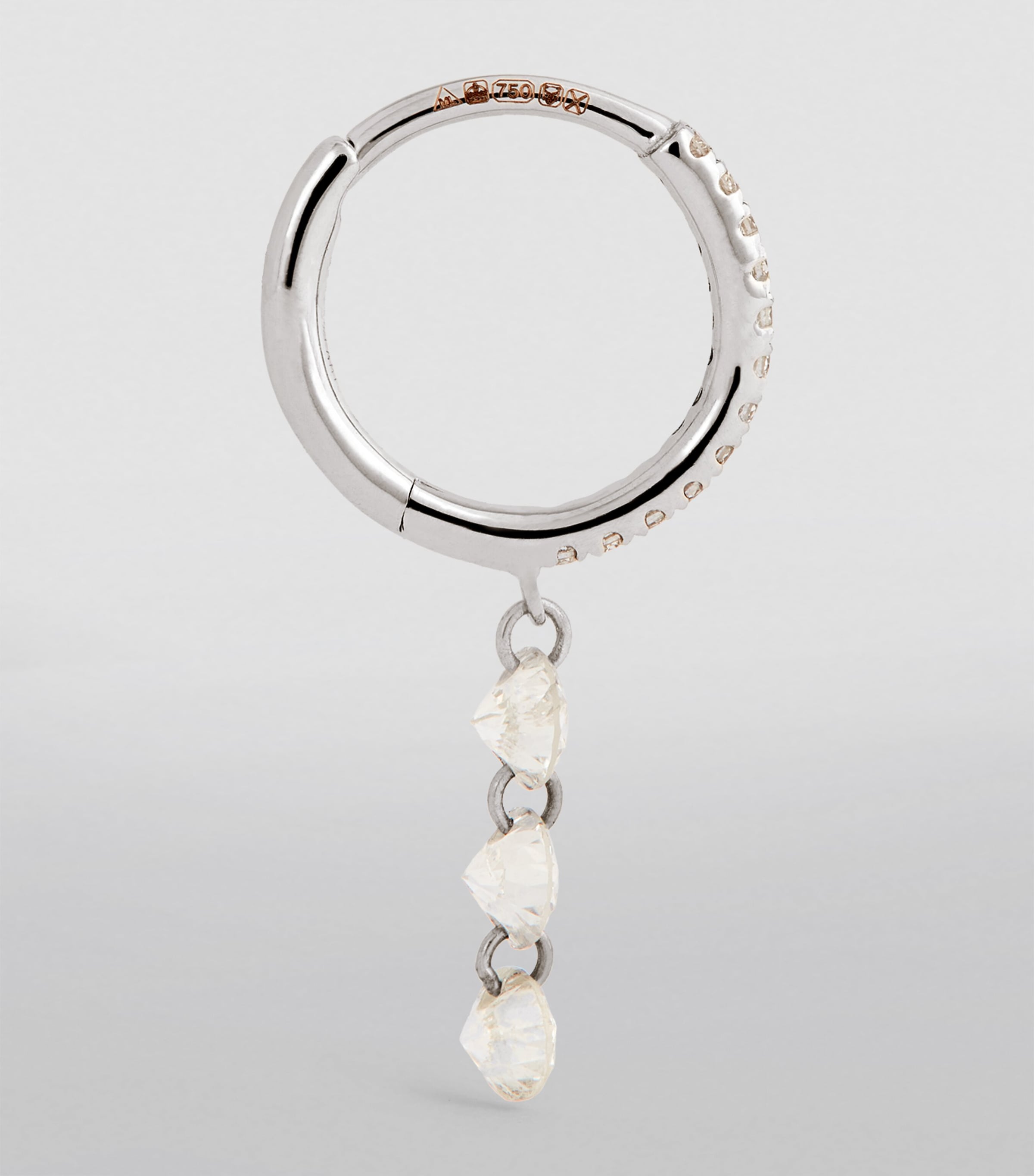 White Gold and Diamond Danaé Single Hoop Earring WHITE GOLD Image 3