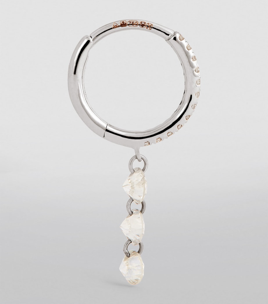 White Gold and Diamond Danaé Single Hoop Earring WHITE GOLD Image 3