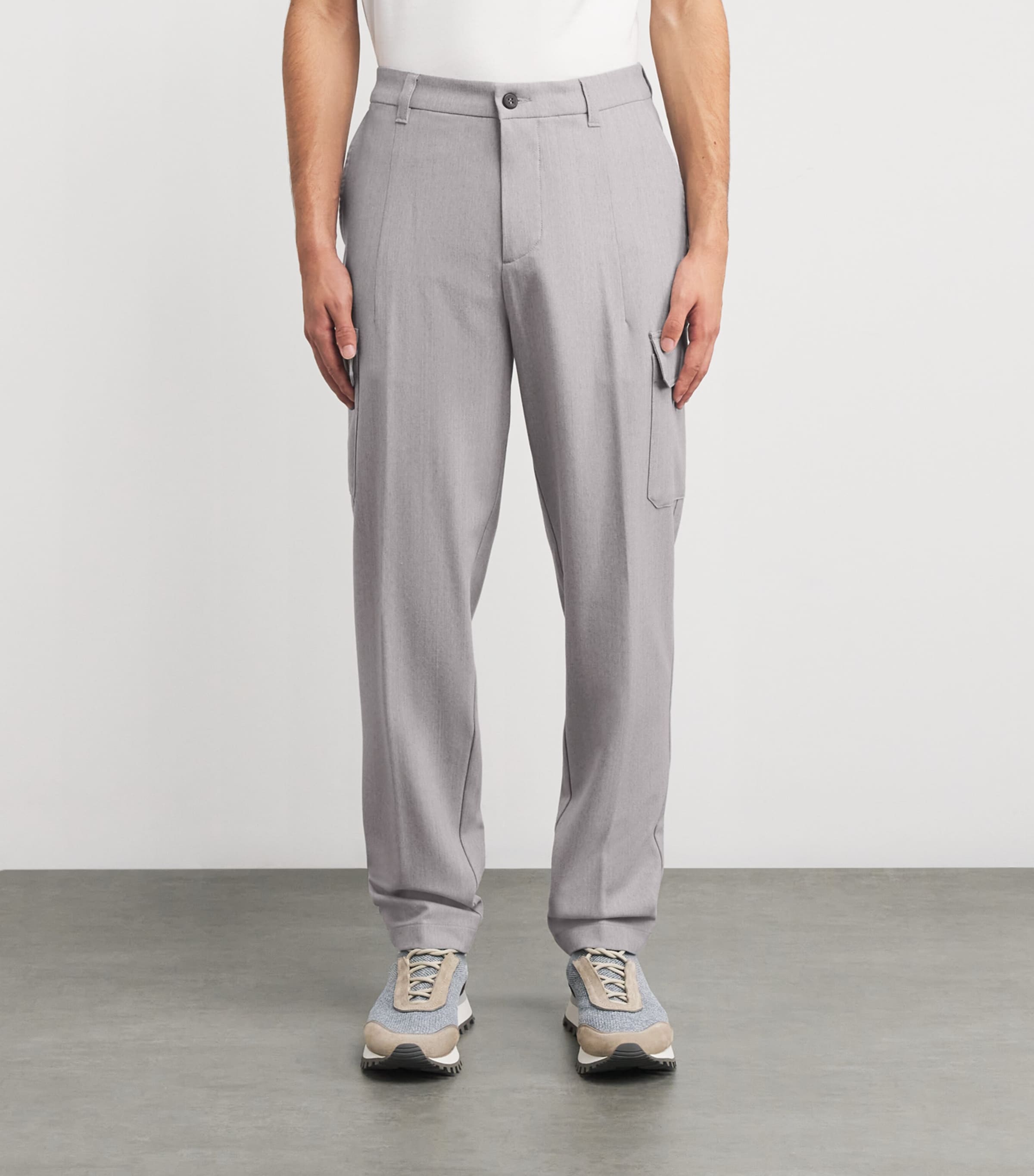 Stretch-Wool Cargo Trousers GRIGIO CHIARO MELANG Image 3