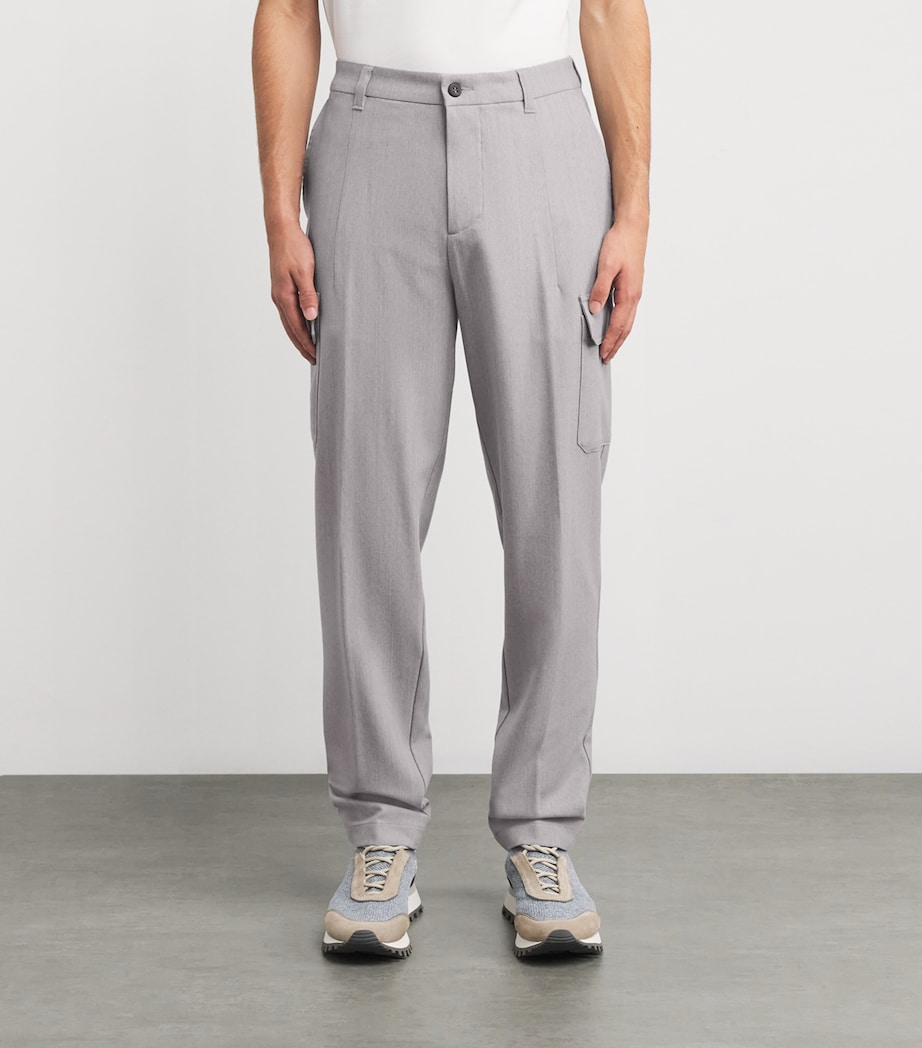 Stretch-Wool Cargo Trousers GRIGIO CHIARO MELANG Image 3