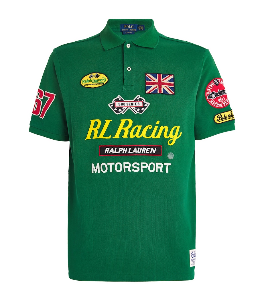 Cotton Racing Polo Shirt GREEN Image 1