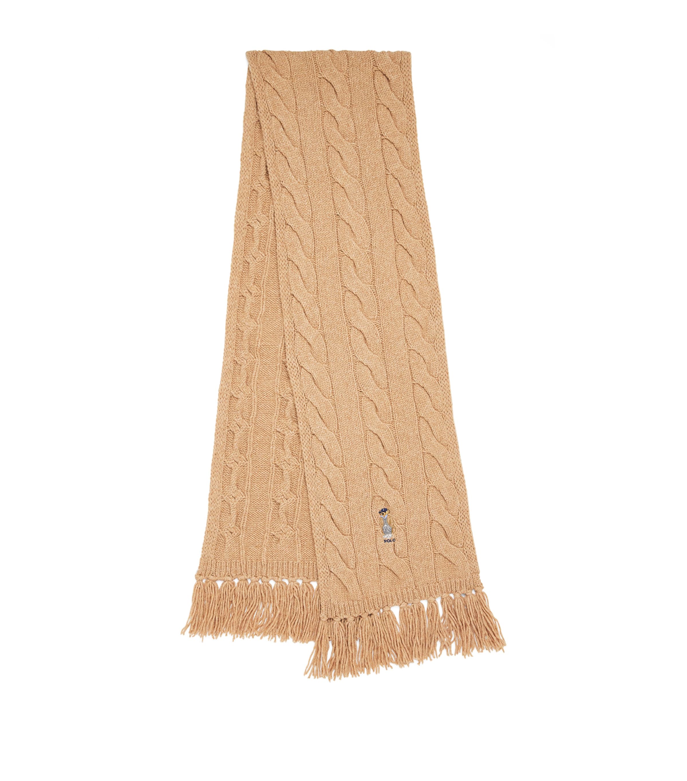 Polo Ralph Lauren Wool-blend Cable-knit Scarf In Neutral