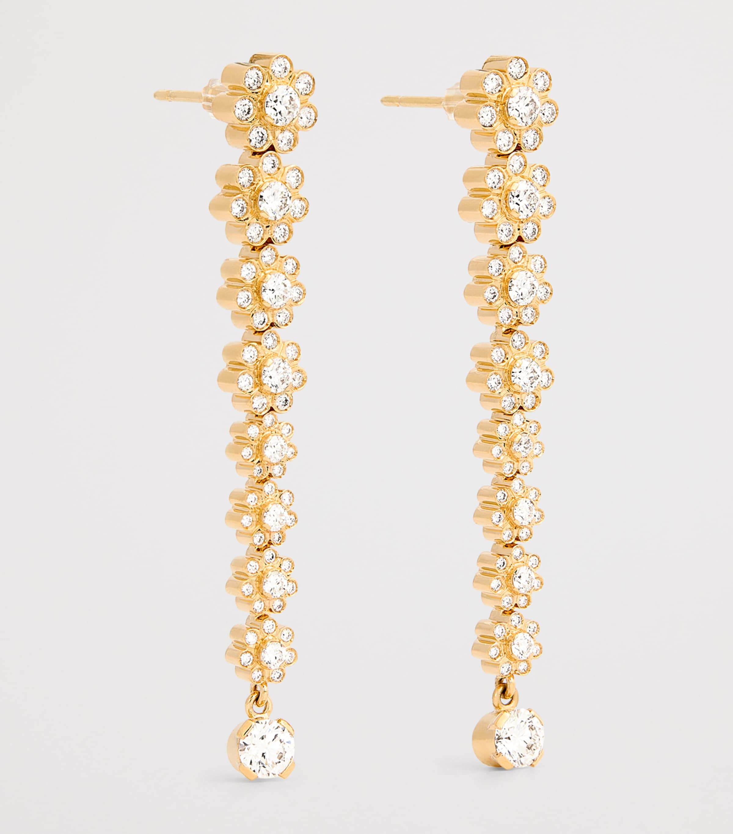 Yellow Gold and Diamond Sienna Fleur Earrings YELLOW GOLD Image 3