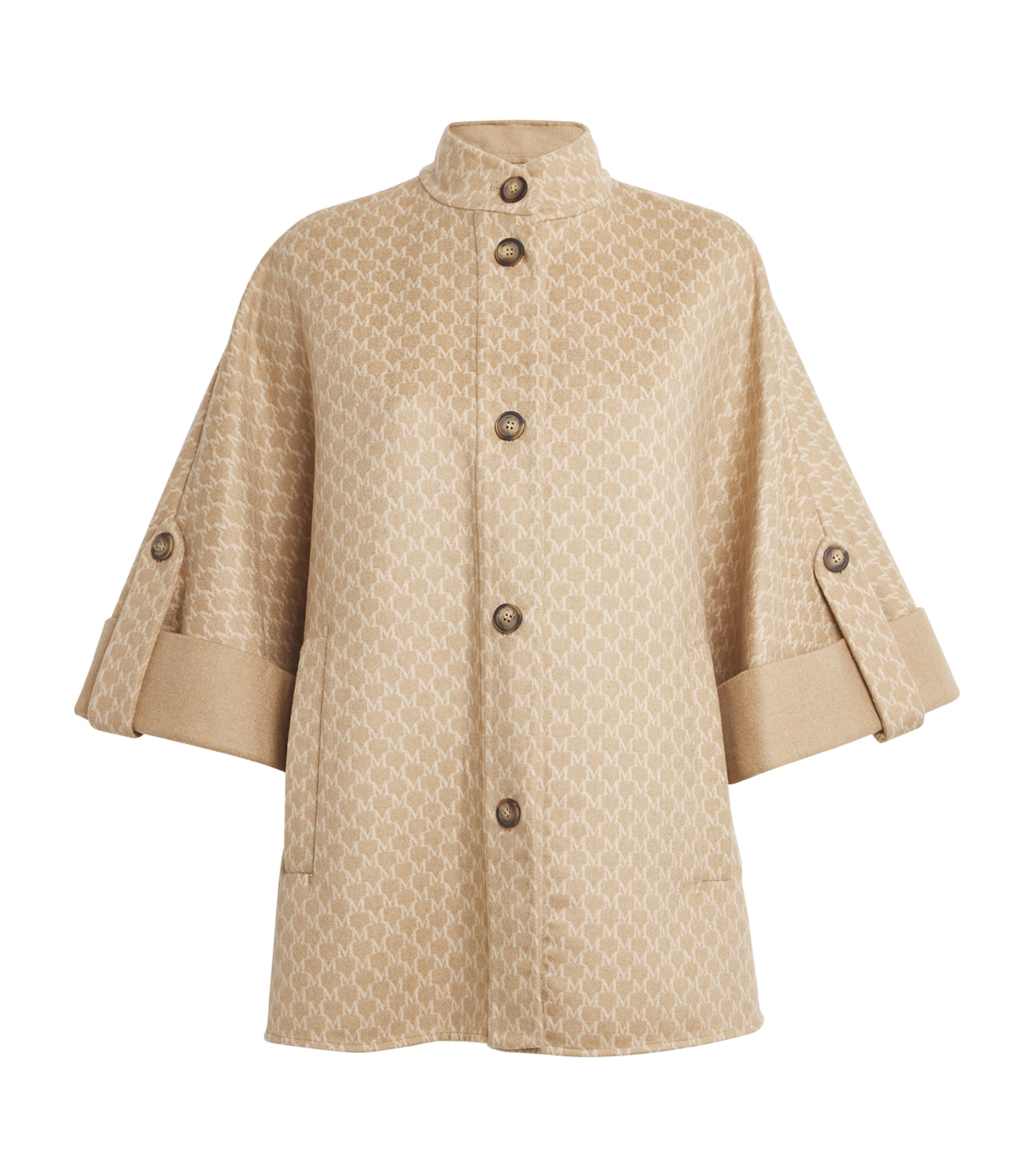 Max Mara Wool-cashmere Wrap Cape In Neutral