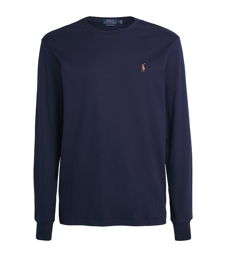 Pima Cotton Long-Sleeved T-Shirt NAVY Image 1