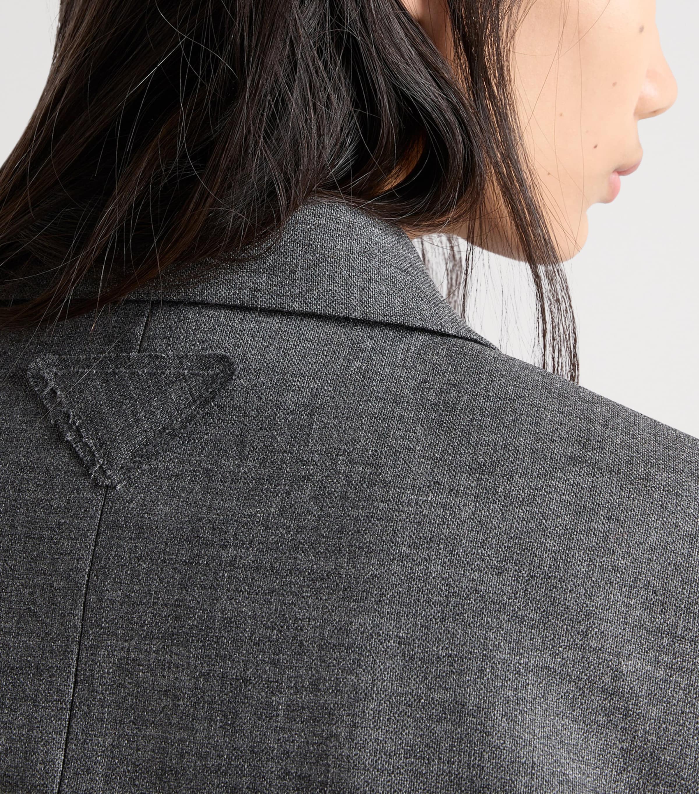 Prada Womens Single-Breasted Mélange Hopsack Blazer Grey Image 6