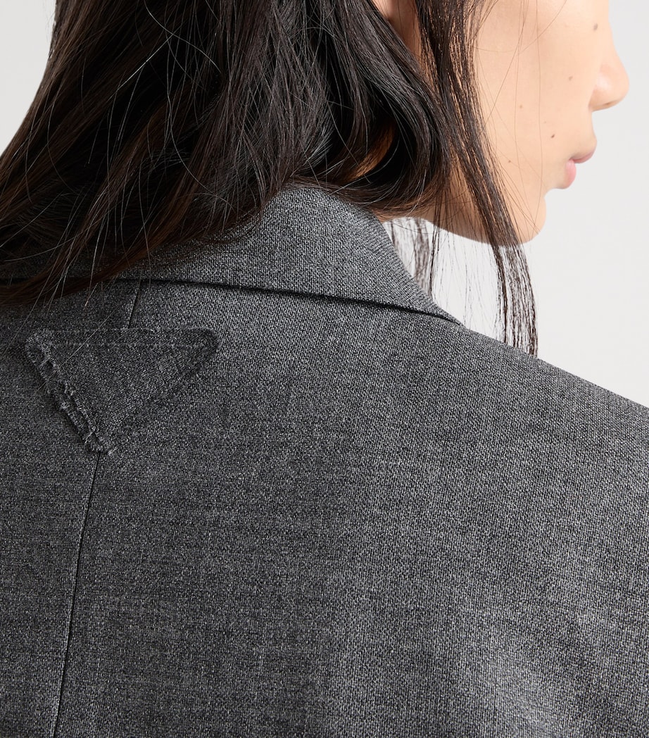 Prada Womens Single-Breasted Mélange Hopsack Blazer Grey Image 6