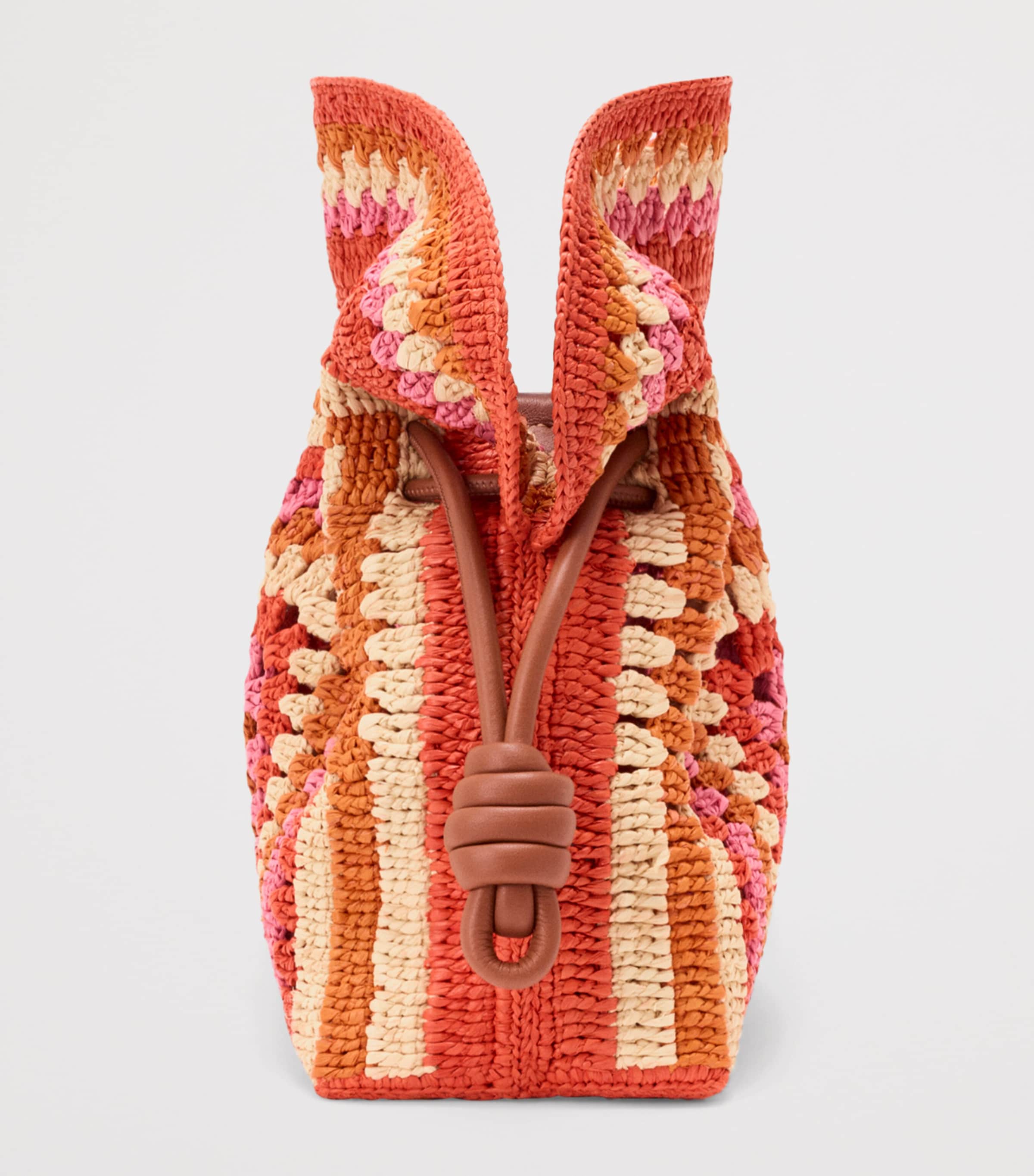LOEWE x Paula's Ibiza Medium Raffia Flamenco Clutch Bag Bright Orange/pink Image 4