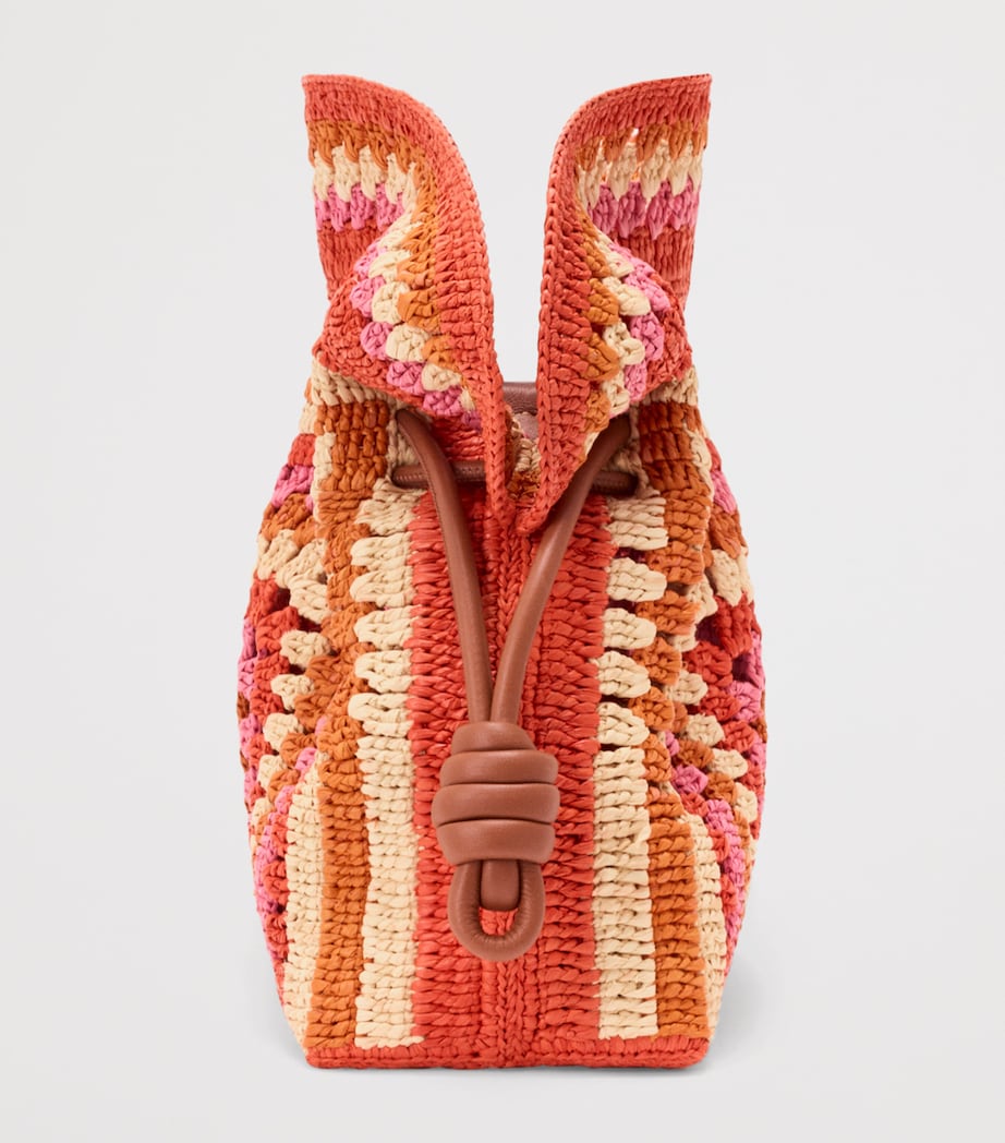 LOEWE x Paula's Ibiza Medium Raffia Flamenco Clutch Bag Bright Orange/pink Image 4