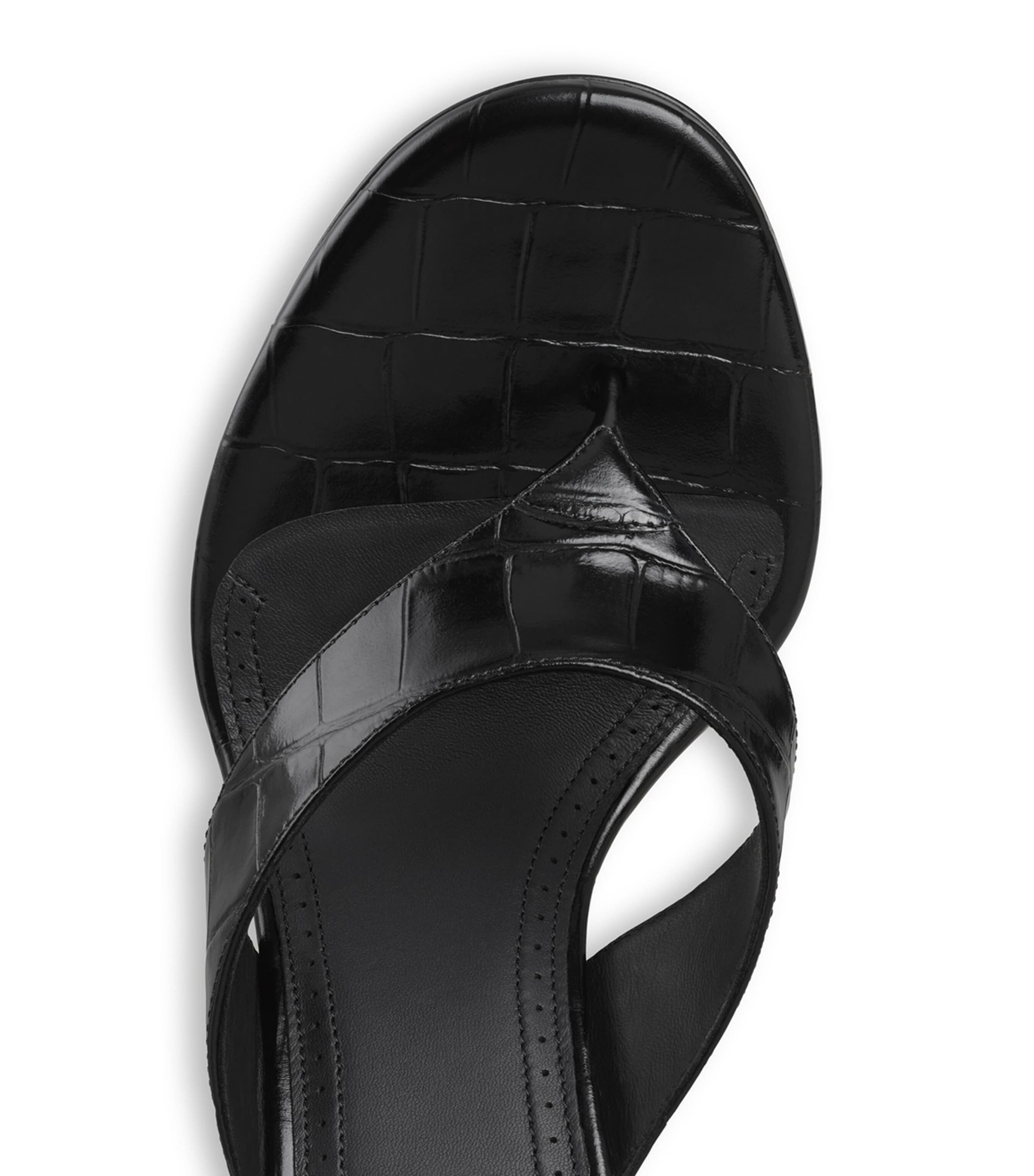 Alaïa Croc-Embossed Leather Thong Mules 90 Black Image 4