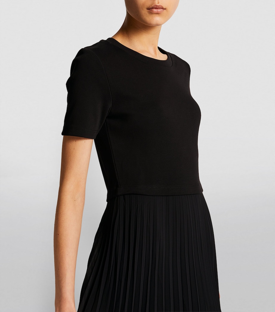 Pleated Skirt Midi Dress BLACK Image 4