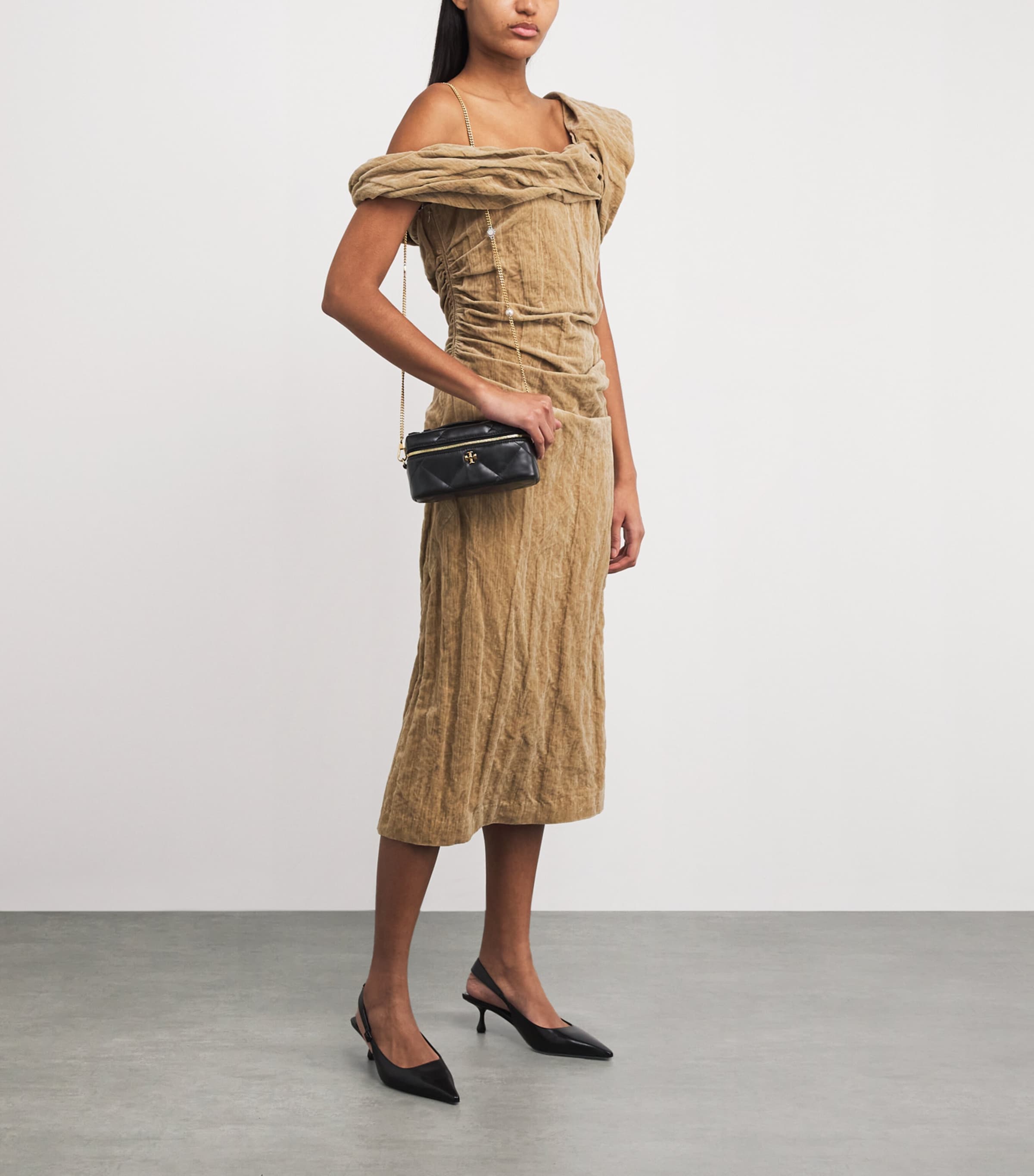 Leather Quilted Kira Vanity Case Bag BLACK Image 5