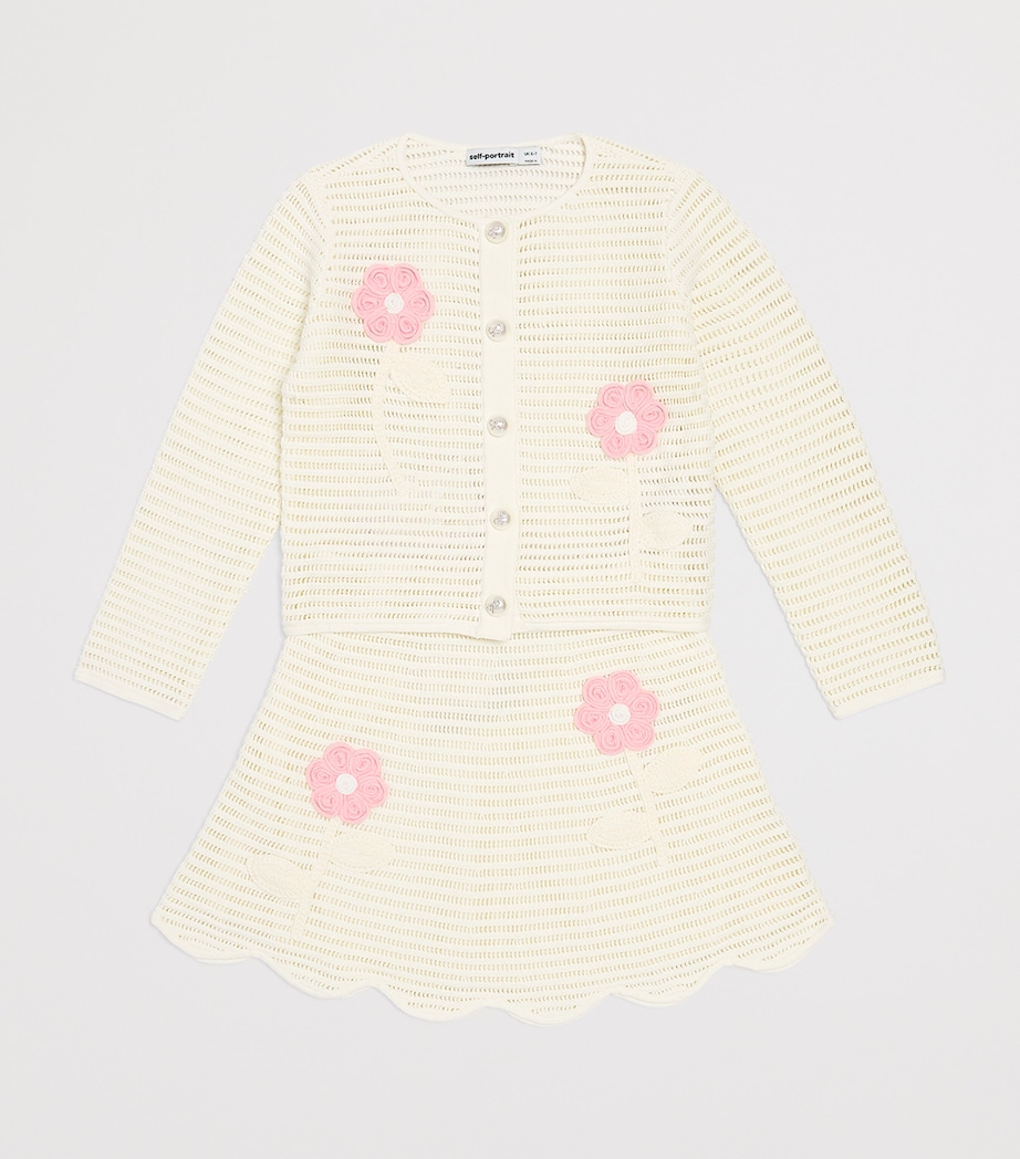 Self-Portrait Kids Floral-Embroidered Mini Skirt (3-12 Years) Cream Image 3