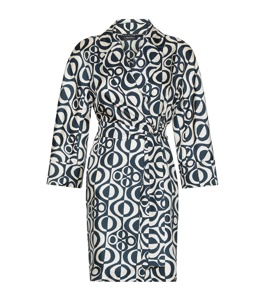 Max Mara Womens Silk Graphic Mini Wrap Dress Ultramarine Image 1