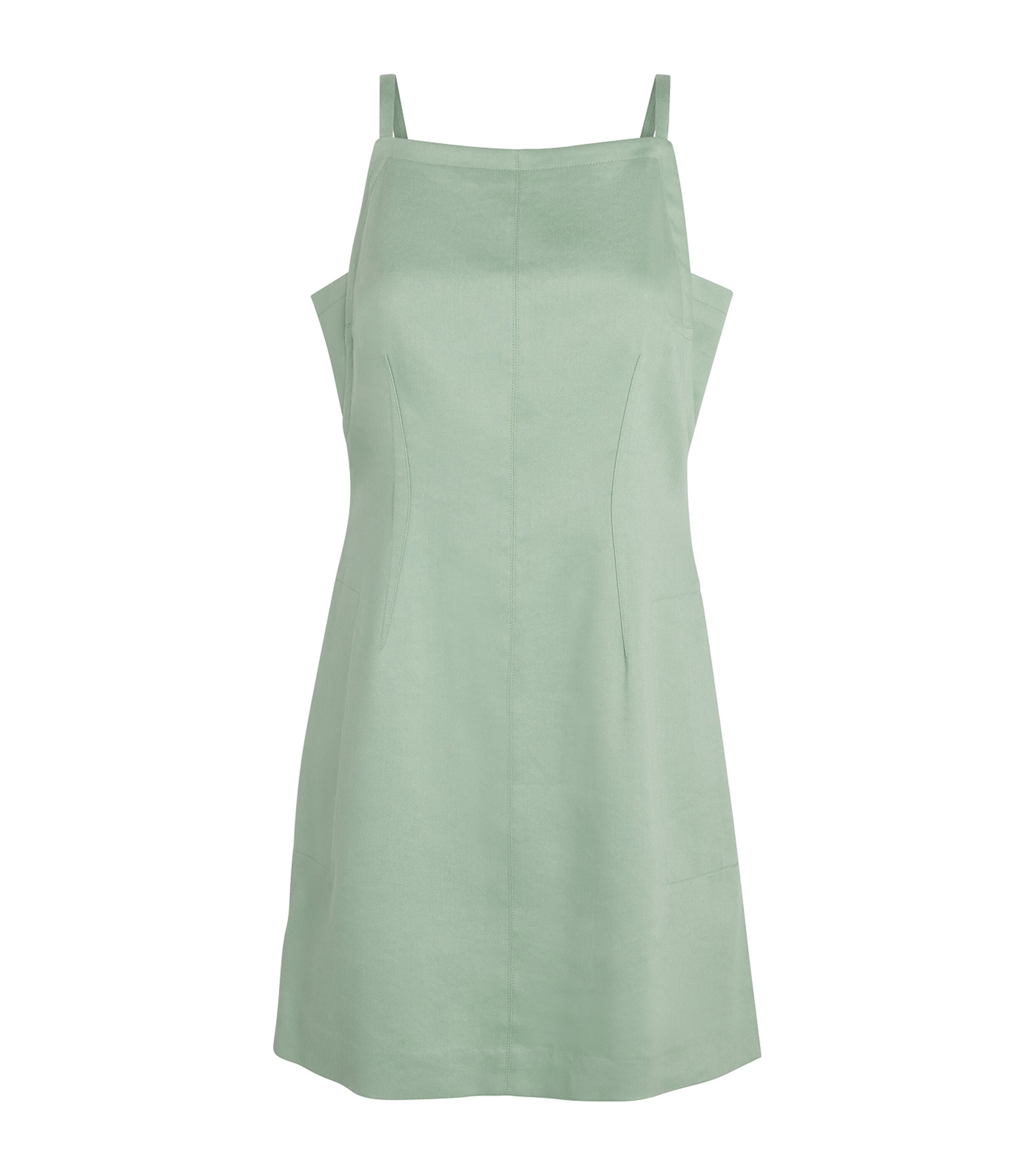 Theory Womens Linen-Blend Apron Mini Dress Delicate Green Image 1