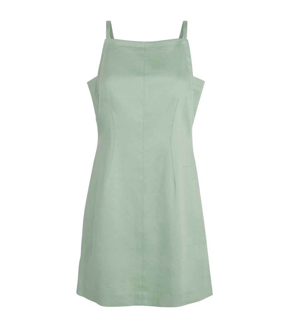 Theory Womens Linen-Blend Apron Mini Dress Delicate Green Image 1