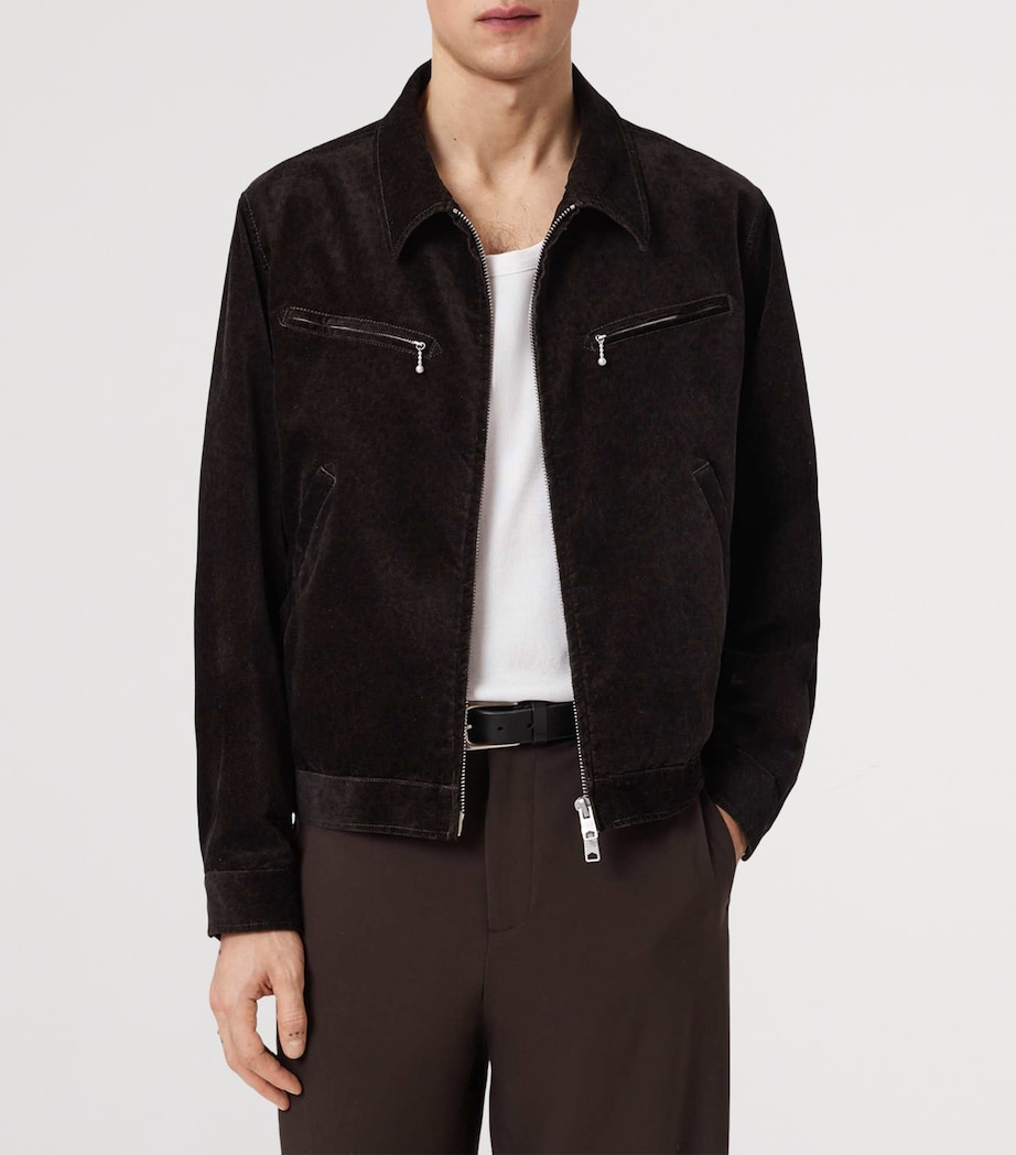 AllSaints Mens Suede Korey Jacket Traverse Brown Image 3