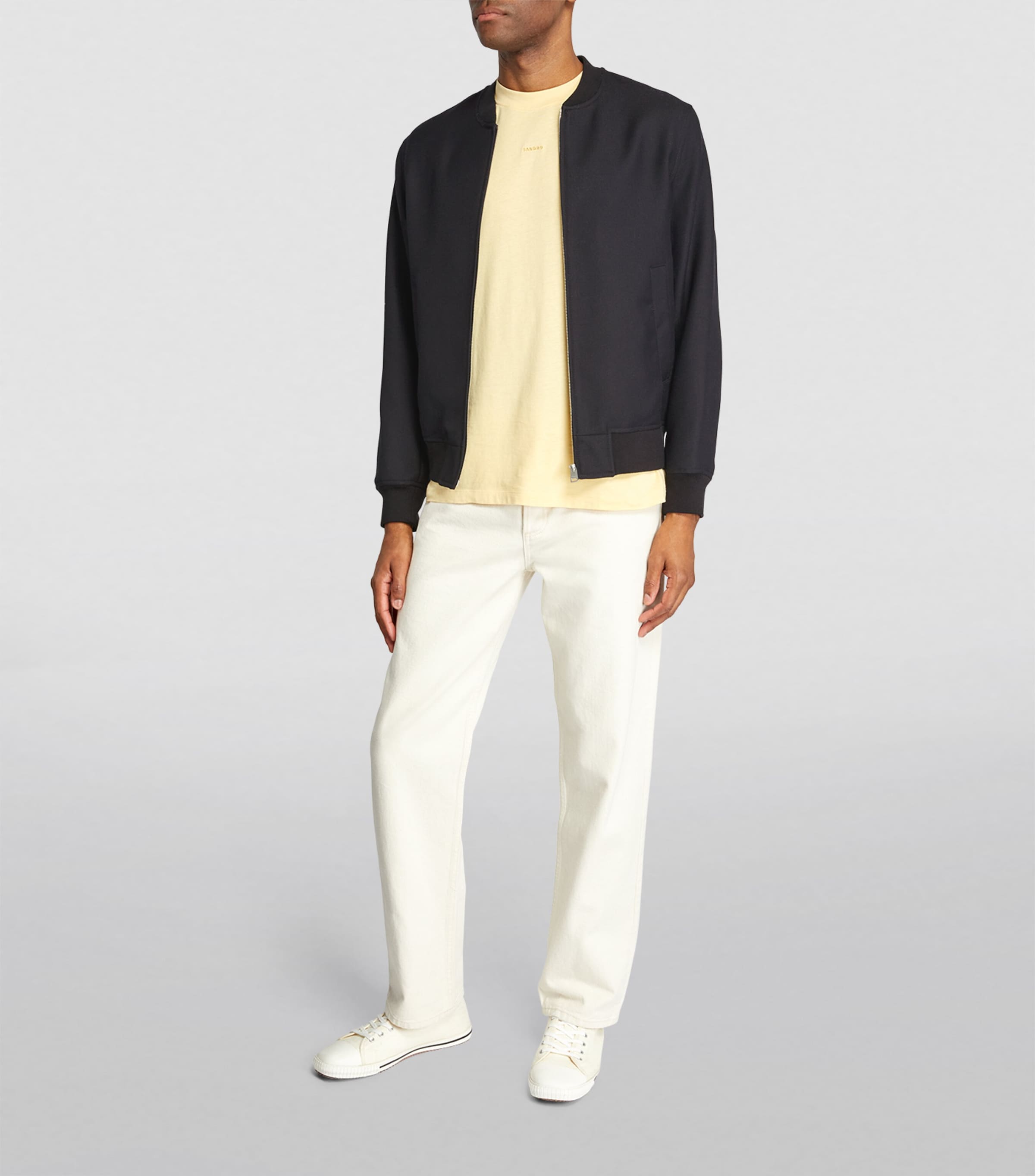 Zip-Up Bomber Jacket NAVY BLUE Image 2