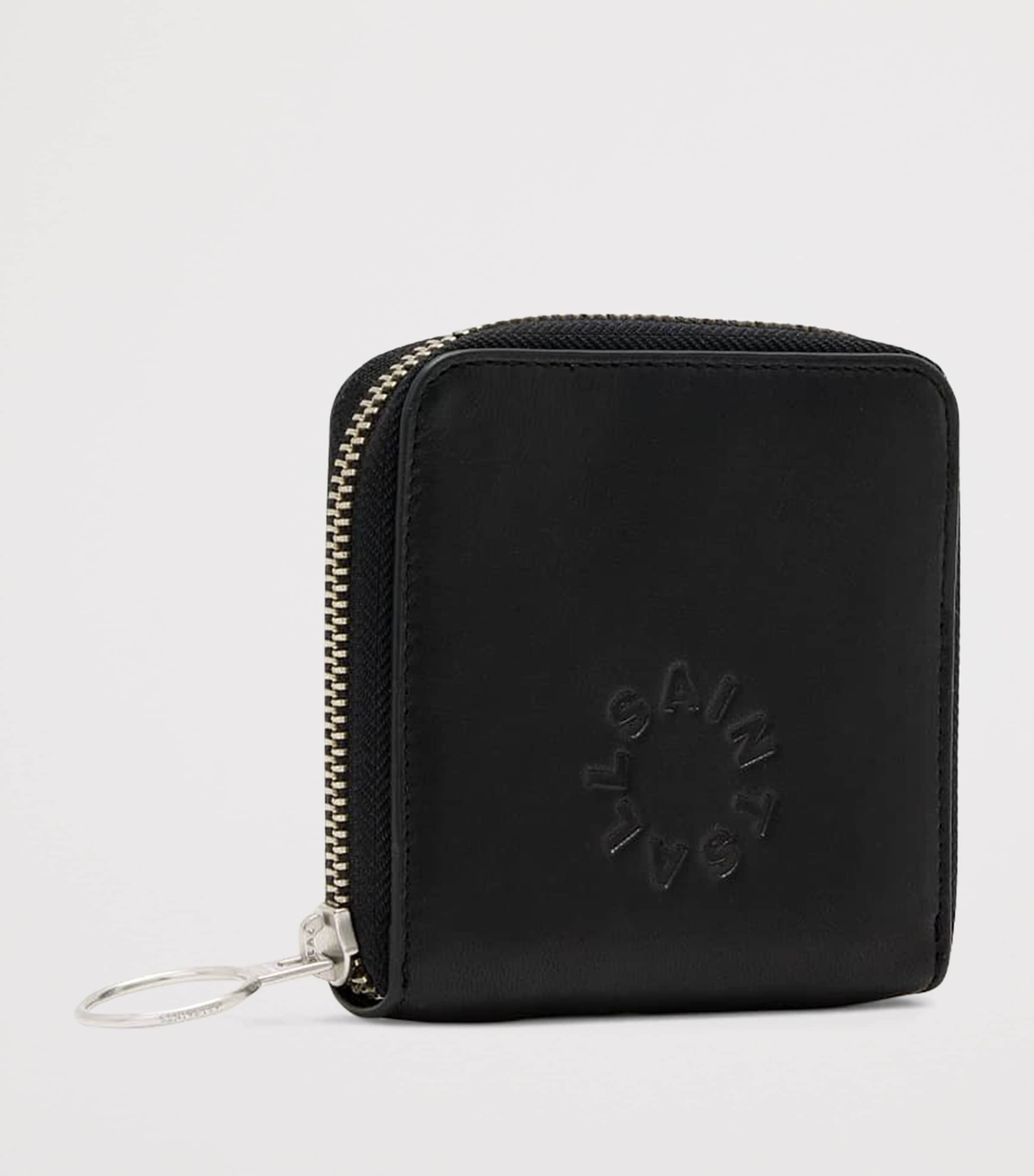 AllSaints Lambskin Zip-Around Arlo Wallet Black Image 3