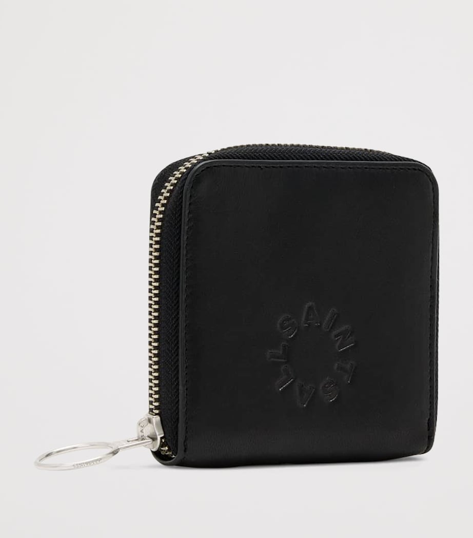 AllSaints Lambskin Zip-Around Arlo Wallet Black Image 3