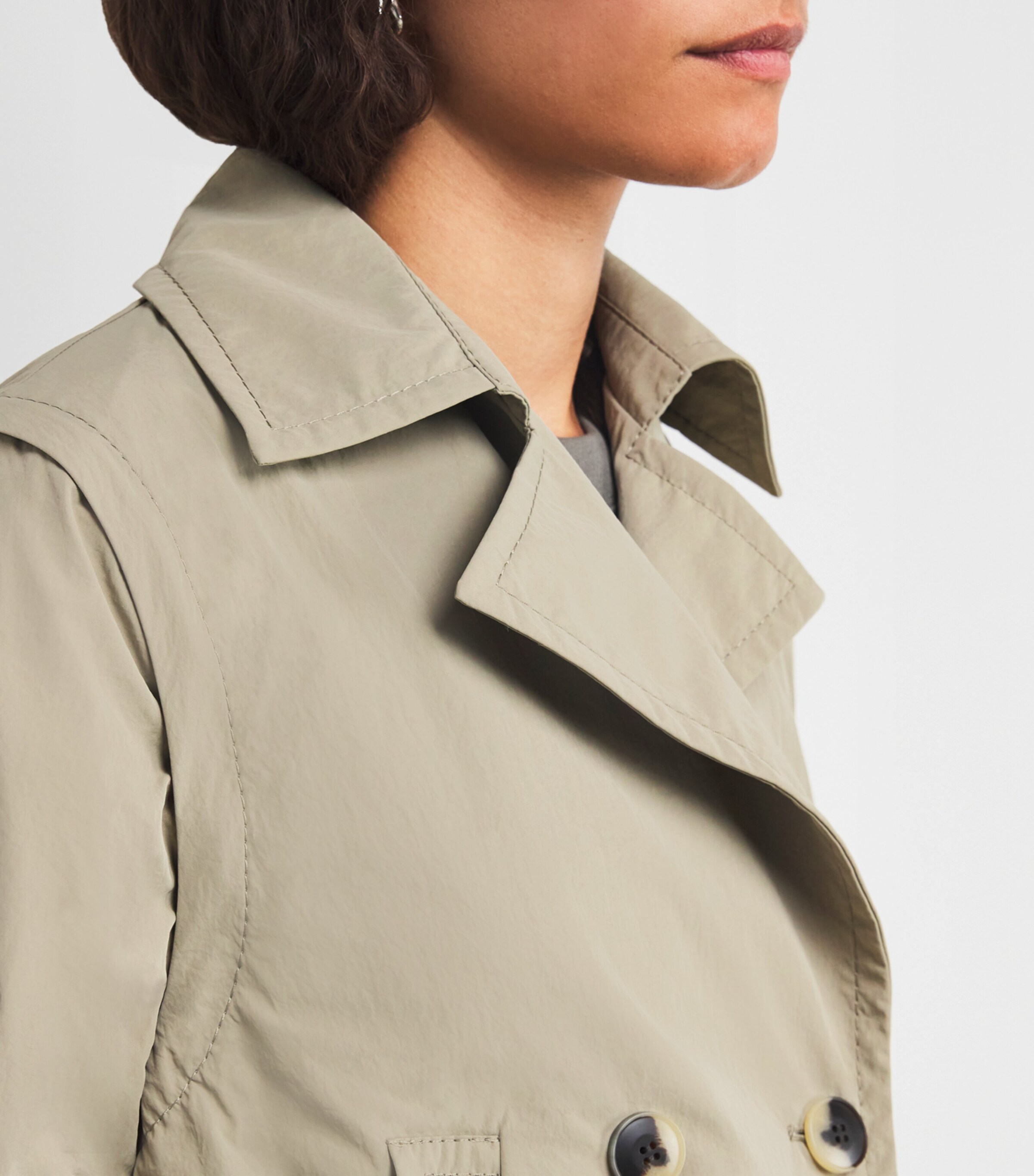 Nylon Hybrid Pea Coat SAGE Image 6