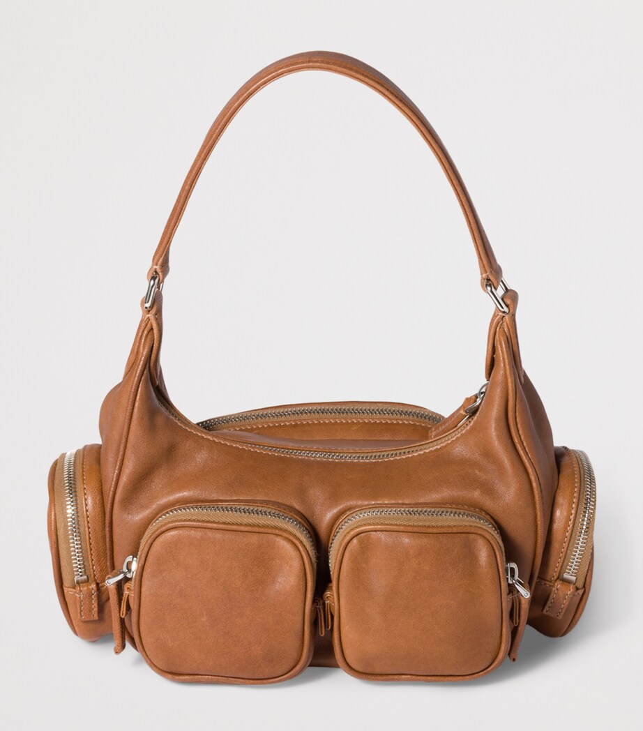 Nappa Leather Pocket Top-Handle Bag F098L Image 4