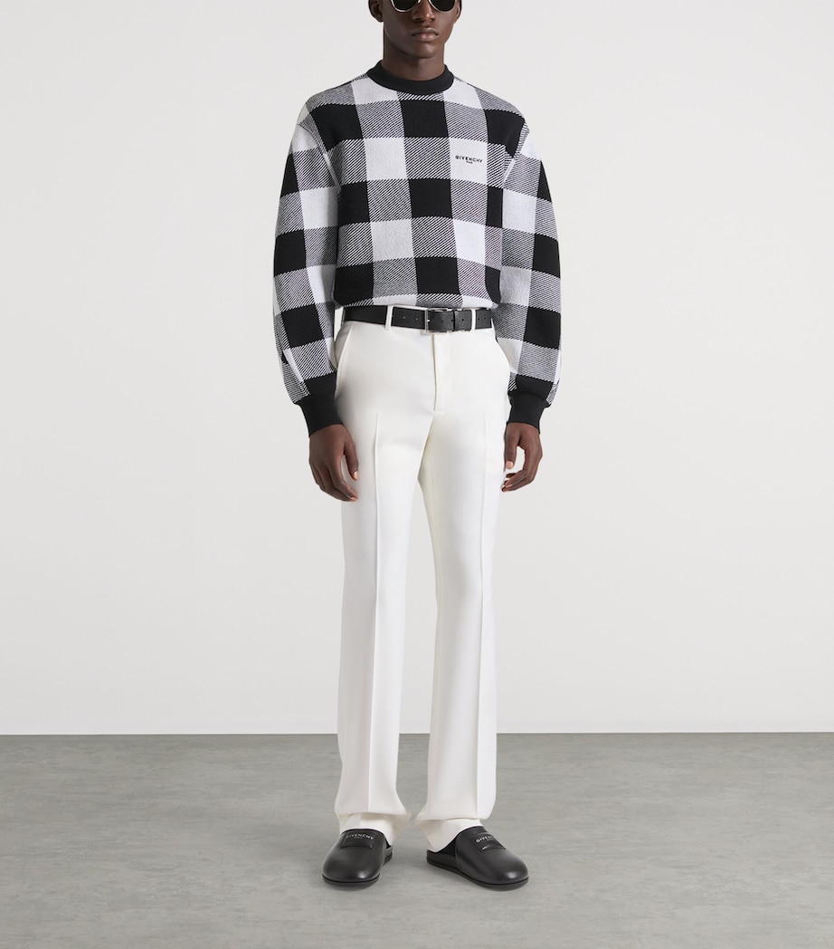 Wool Check Couture Seam Sweater BLACK/WHITE Image 2