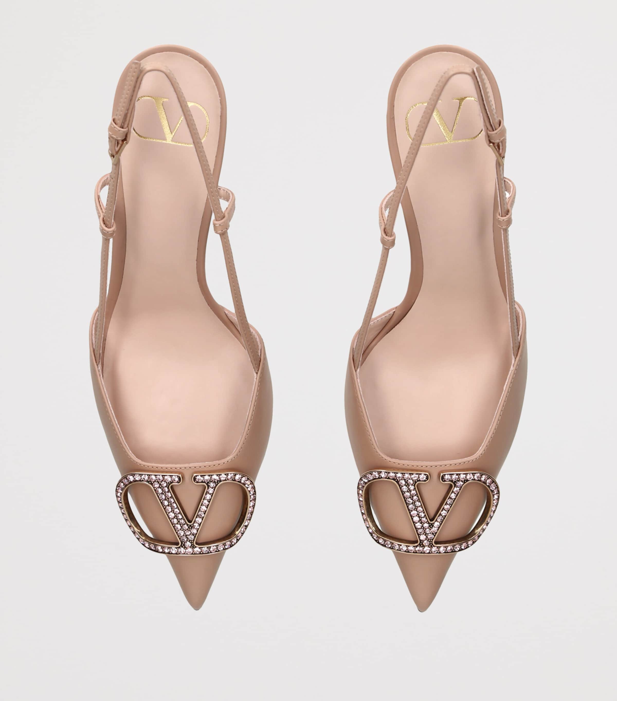 Valentino Garavani Womens Leather VLOGO Slingback Pumps 80 Blush Image 3