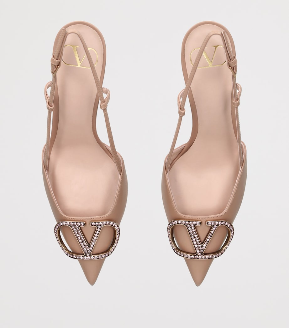 Valentino Garavani Womens Leather VLOGO Slingback Pumps 80 Blush Image 3