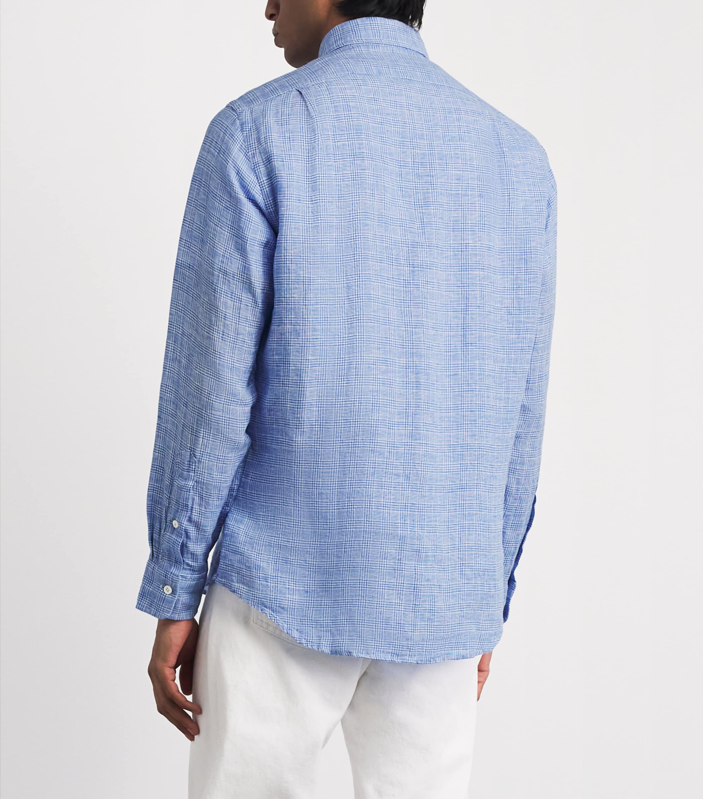Polo Ralph Lauren Mens Linen Check Shirt Blue Wht Multi Image 5