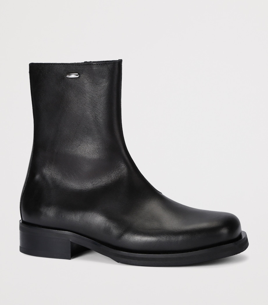 Leather Camion Ankle Boots BLACK Image 3
