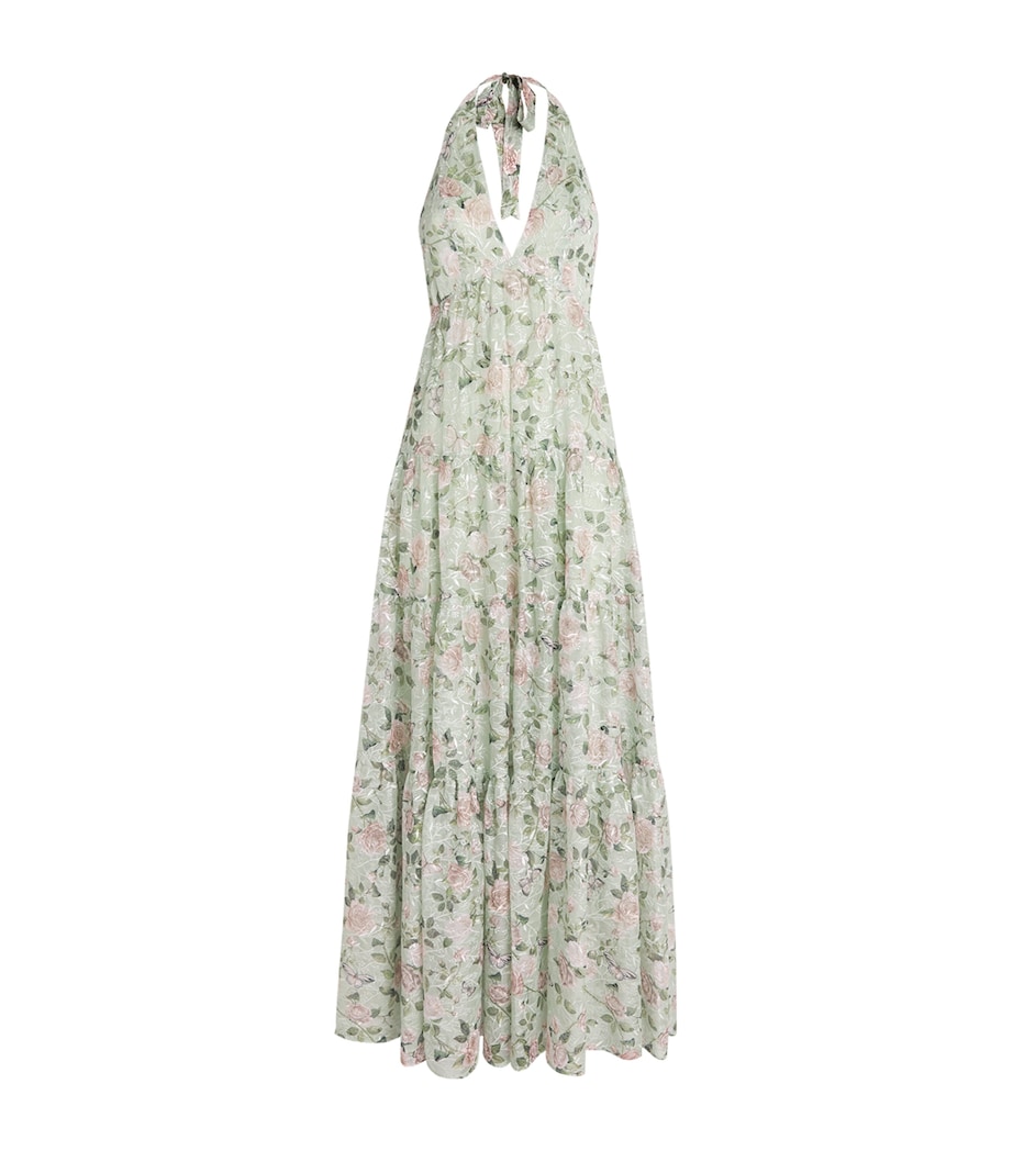 Alice+Olivia Womens Embroidered Floral Maura Maxi Dress Grdn Gssip Lght Sage Image 1