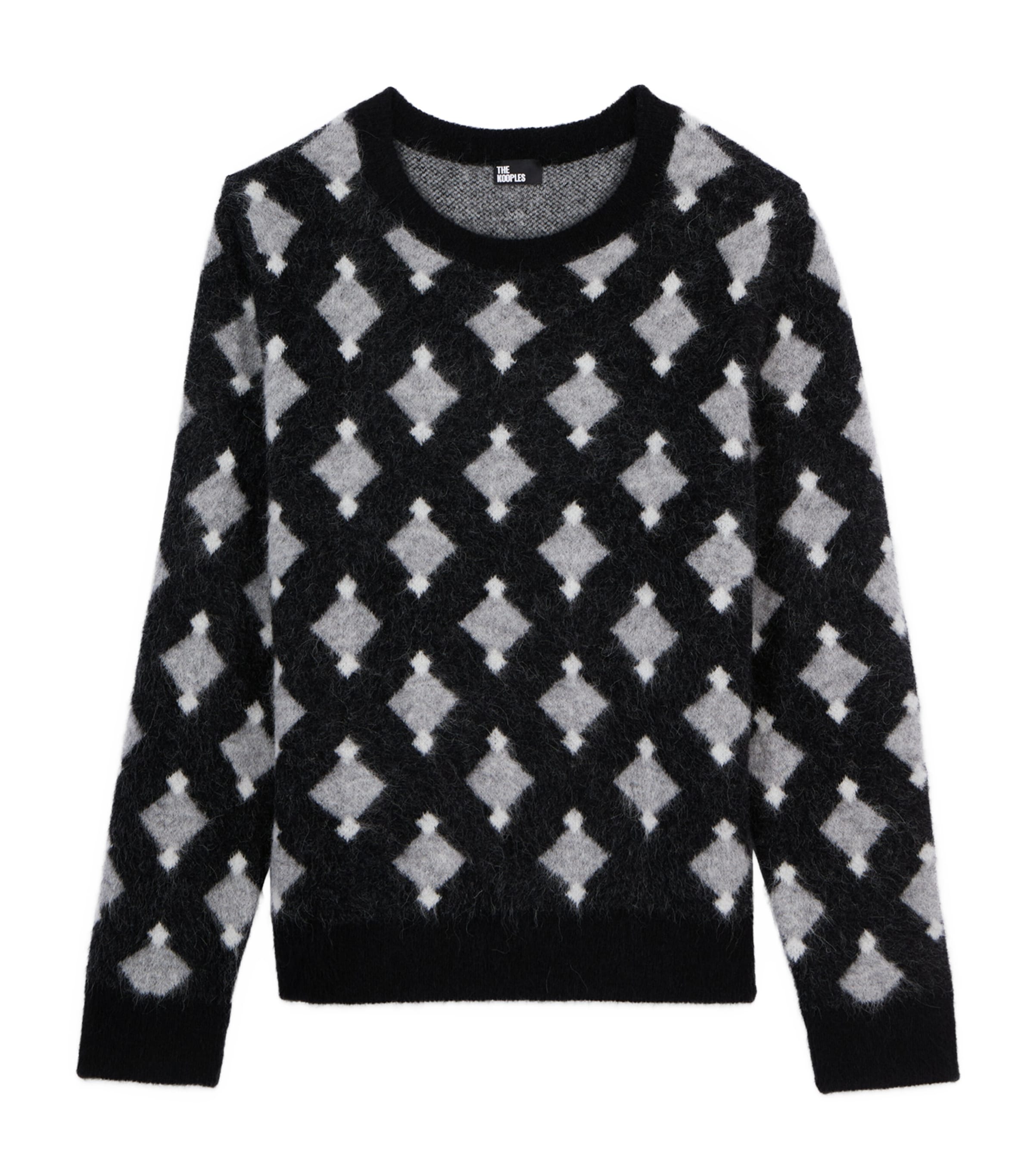 The Kooples Alpaca-blend Jacquard Sweater In Black