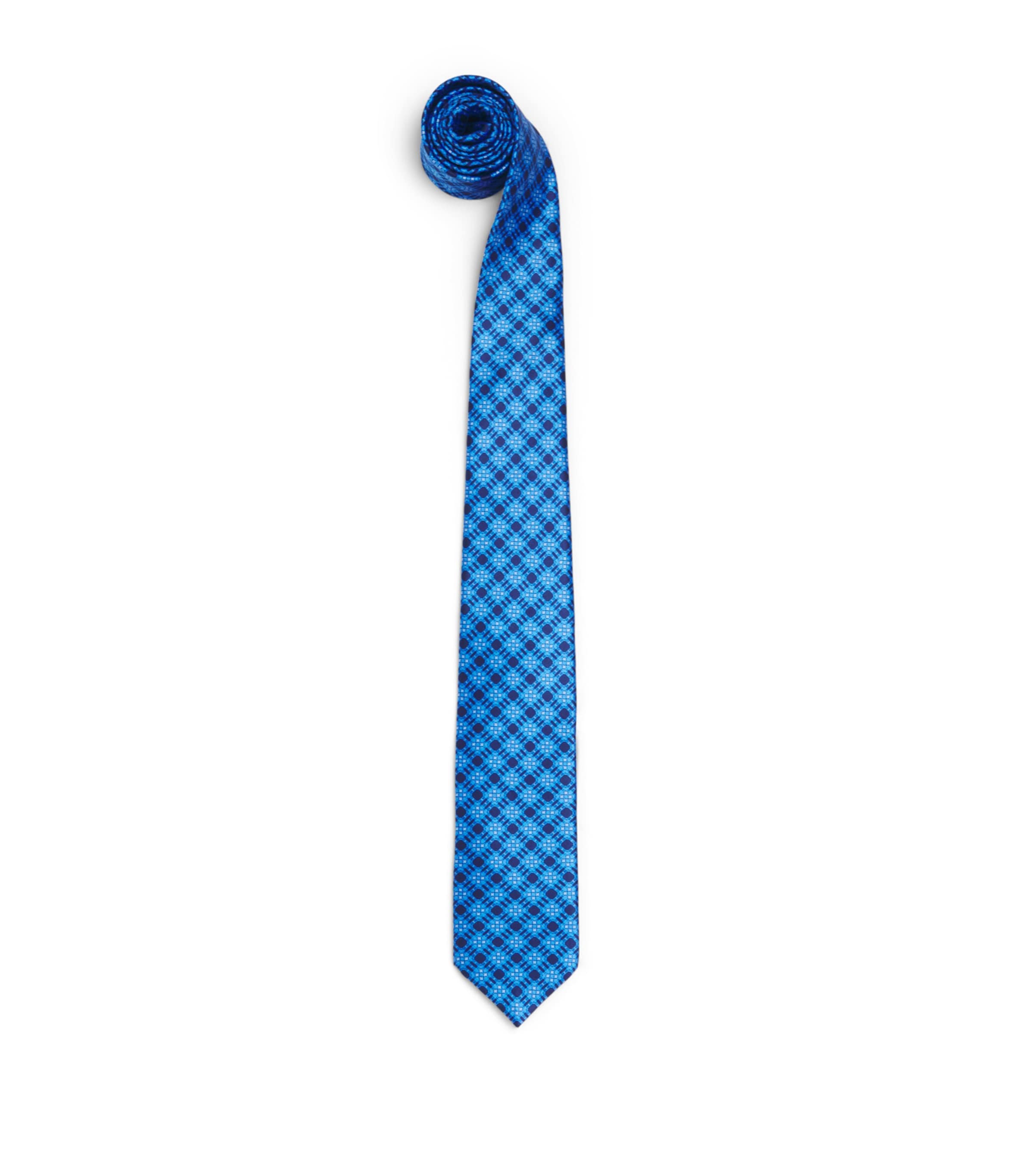 Stefano Ricci Kids Silk Geometric Print Tie C. Blue And Blck Image 1