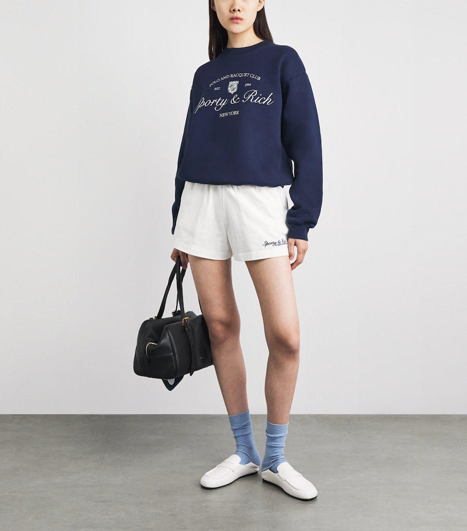 Sporty & Rich Womens Syracuse Embroidered Sweatshirt Dark Navy White Image 2