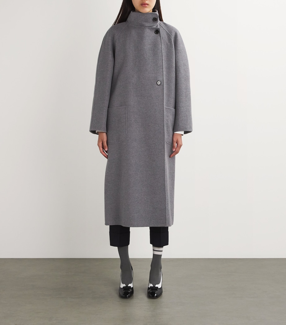 Wool-Cashmere High-Neck Overcoat MED GREY Image 3