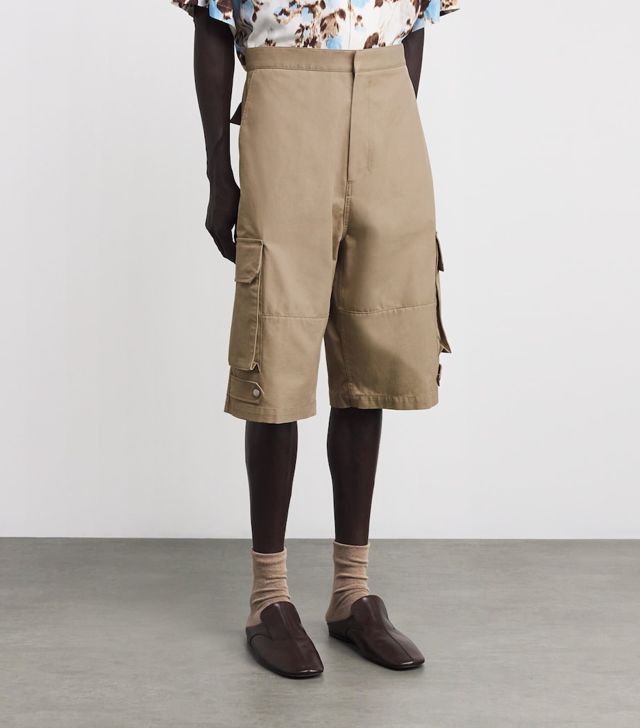 Cotton Cargo Shorts 229 - CAFE CREME Image 3
